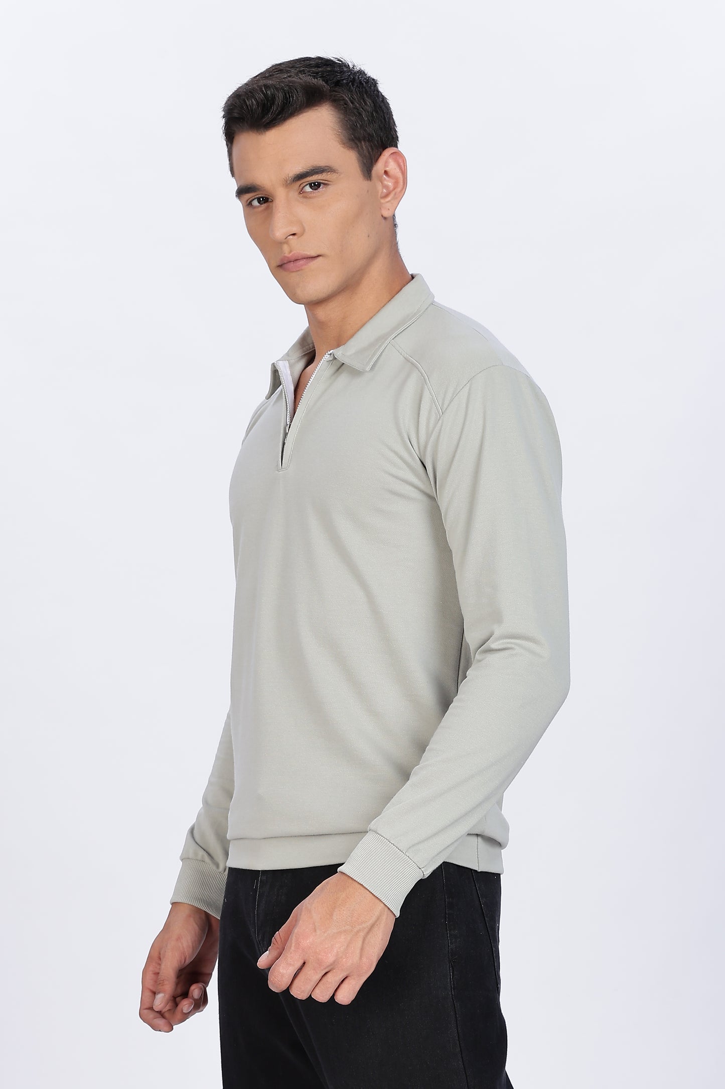 Silver Mist Zip Polo