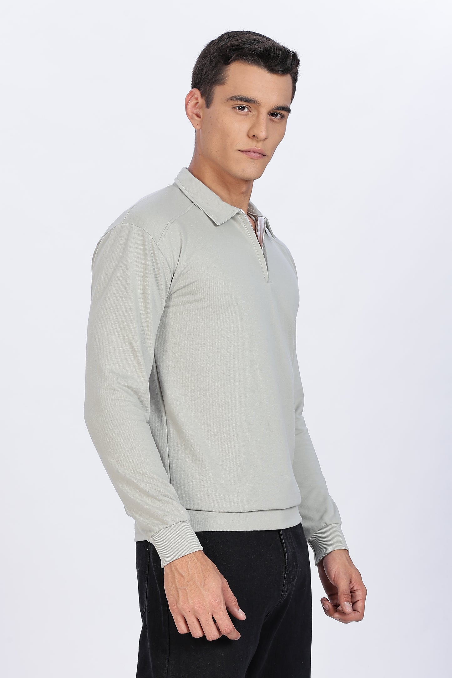 Silver Mist Zip Polo
