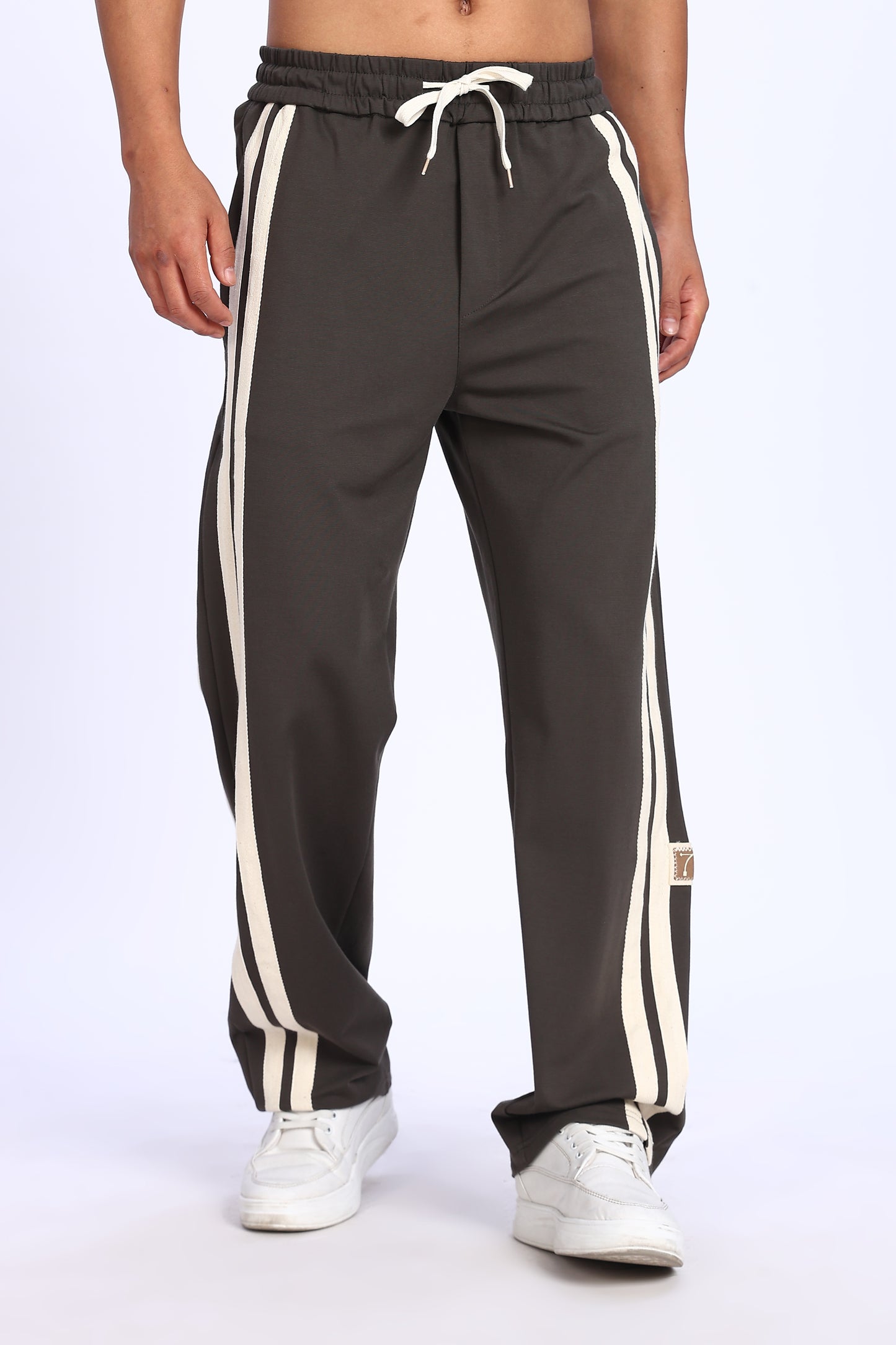 Mocha Racer Stripe Track Pants