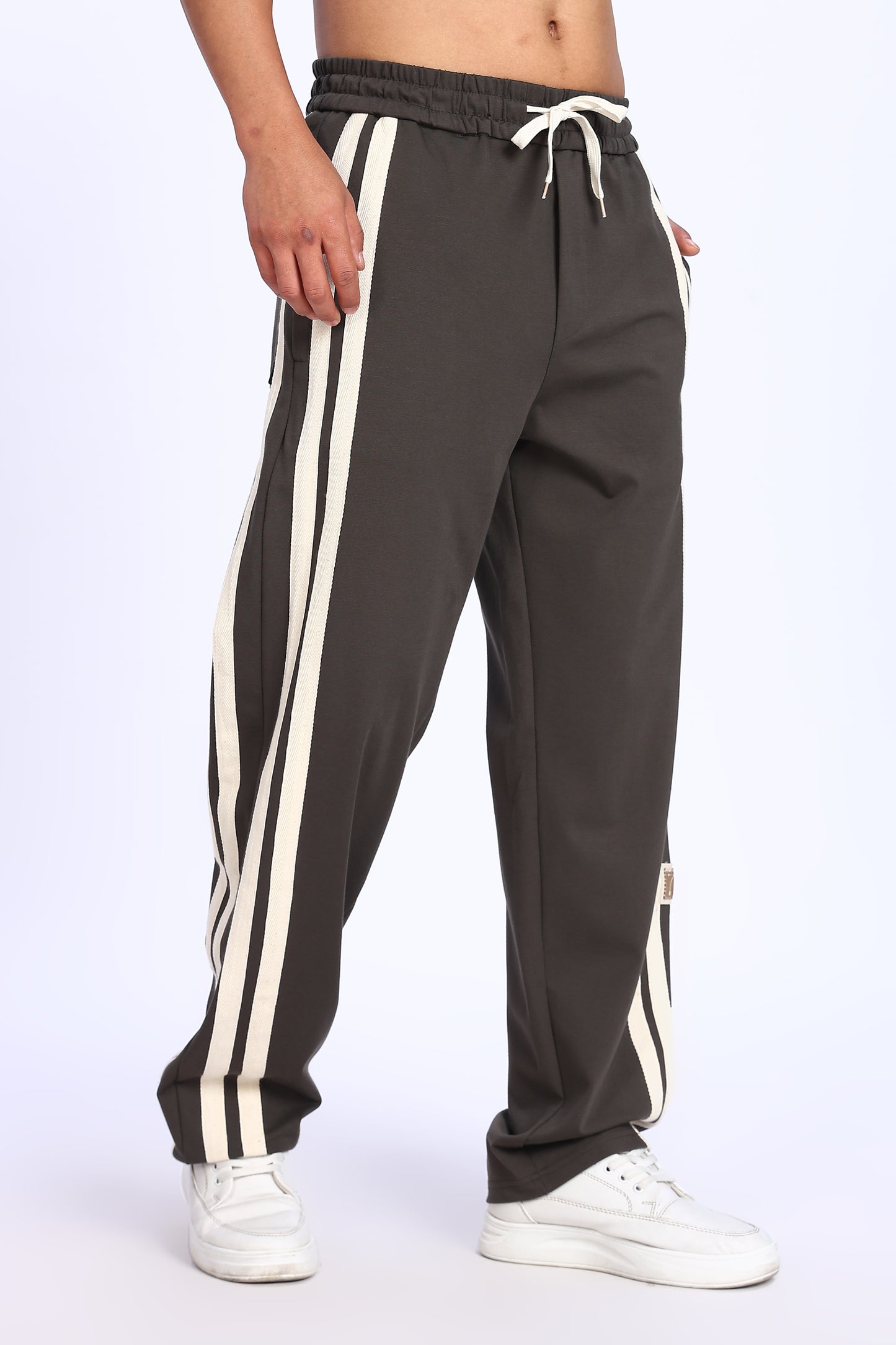 Mocha Racer Stripe Track Pants