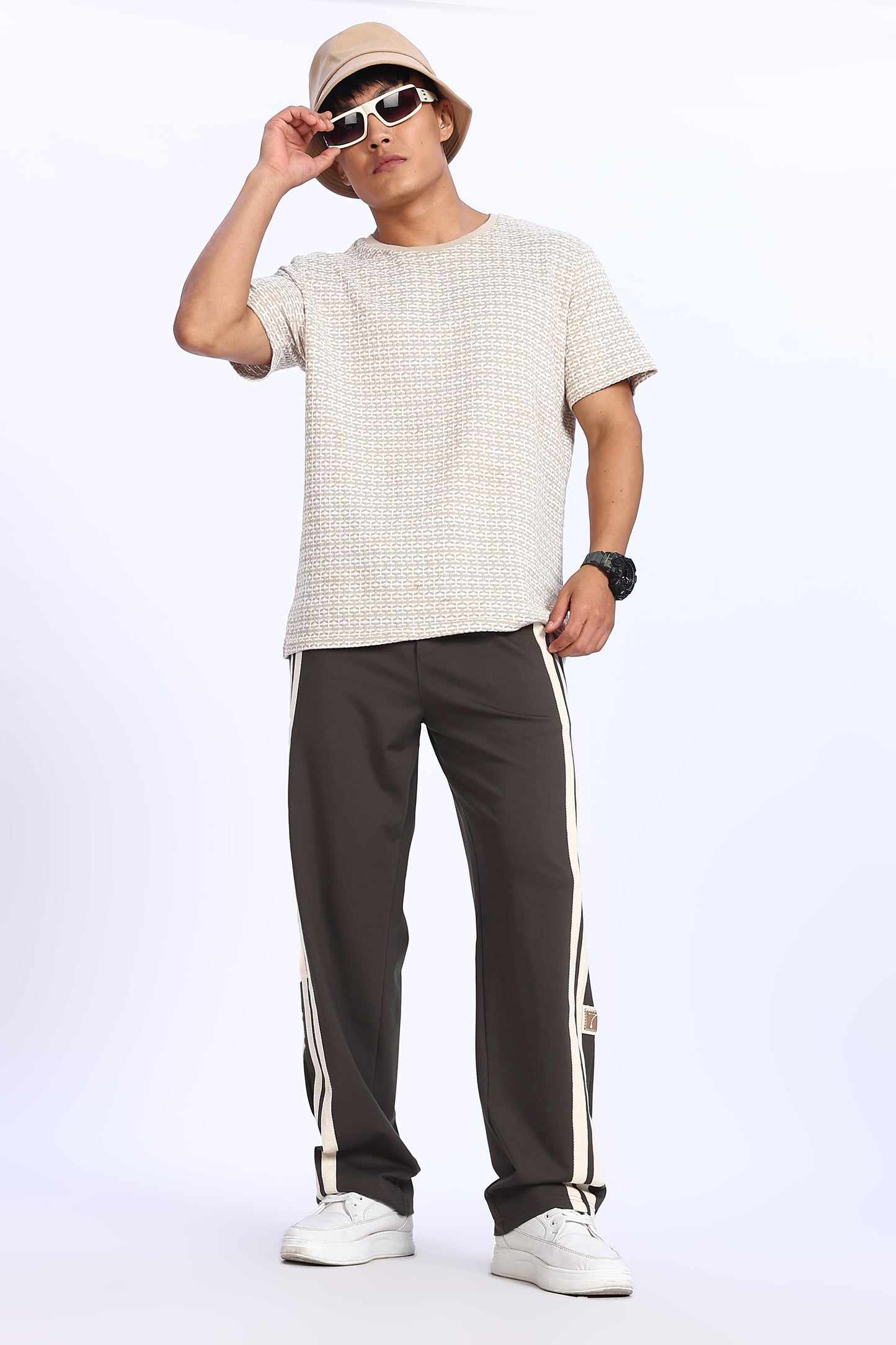 Mocha Racer Stripe Track Pants