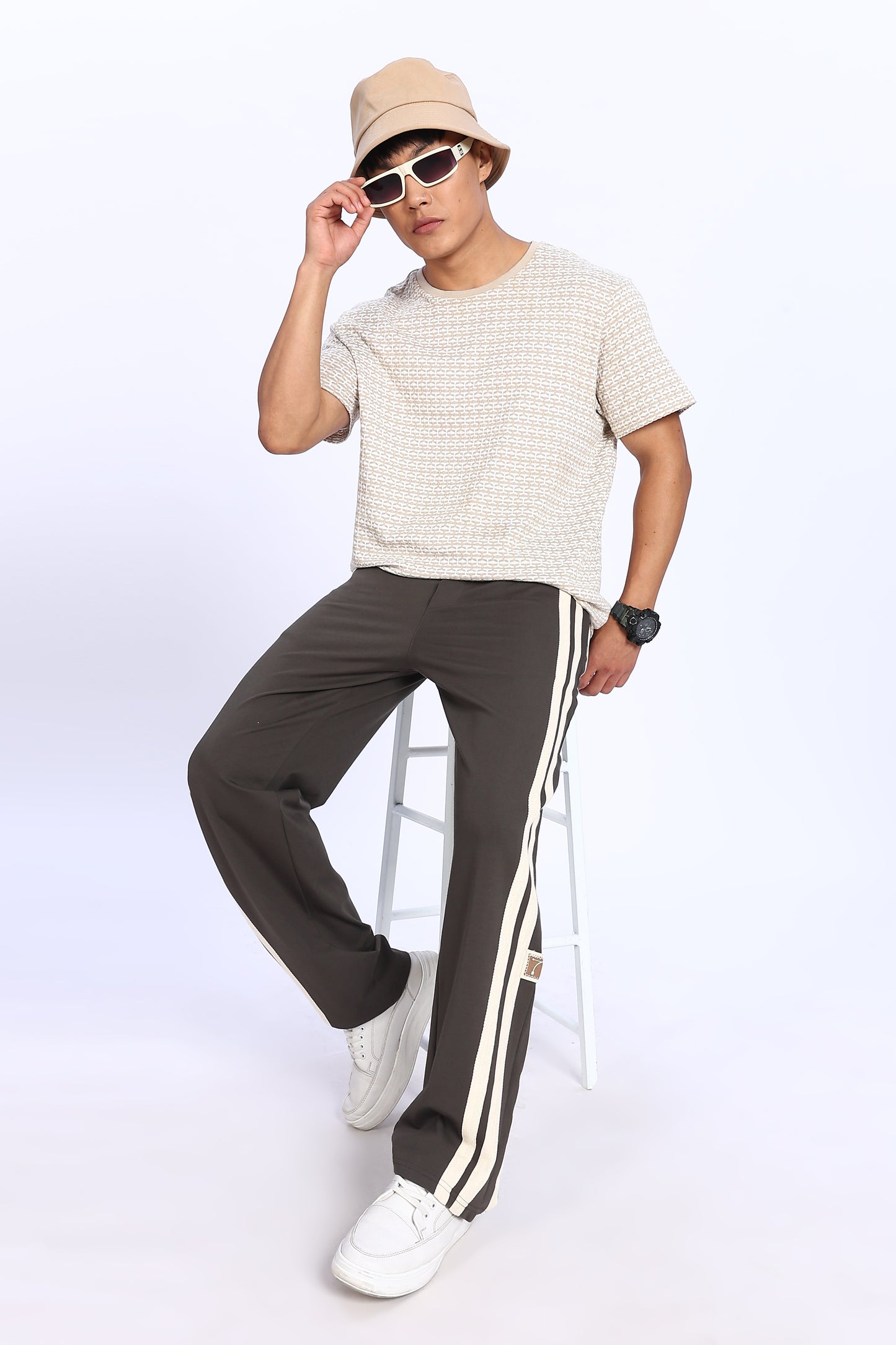 Mocha Racer Stripe Track Pants