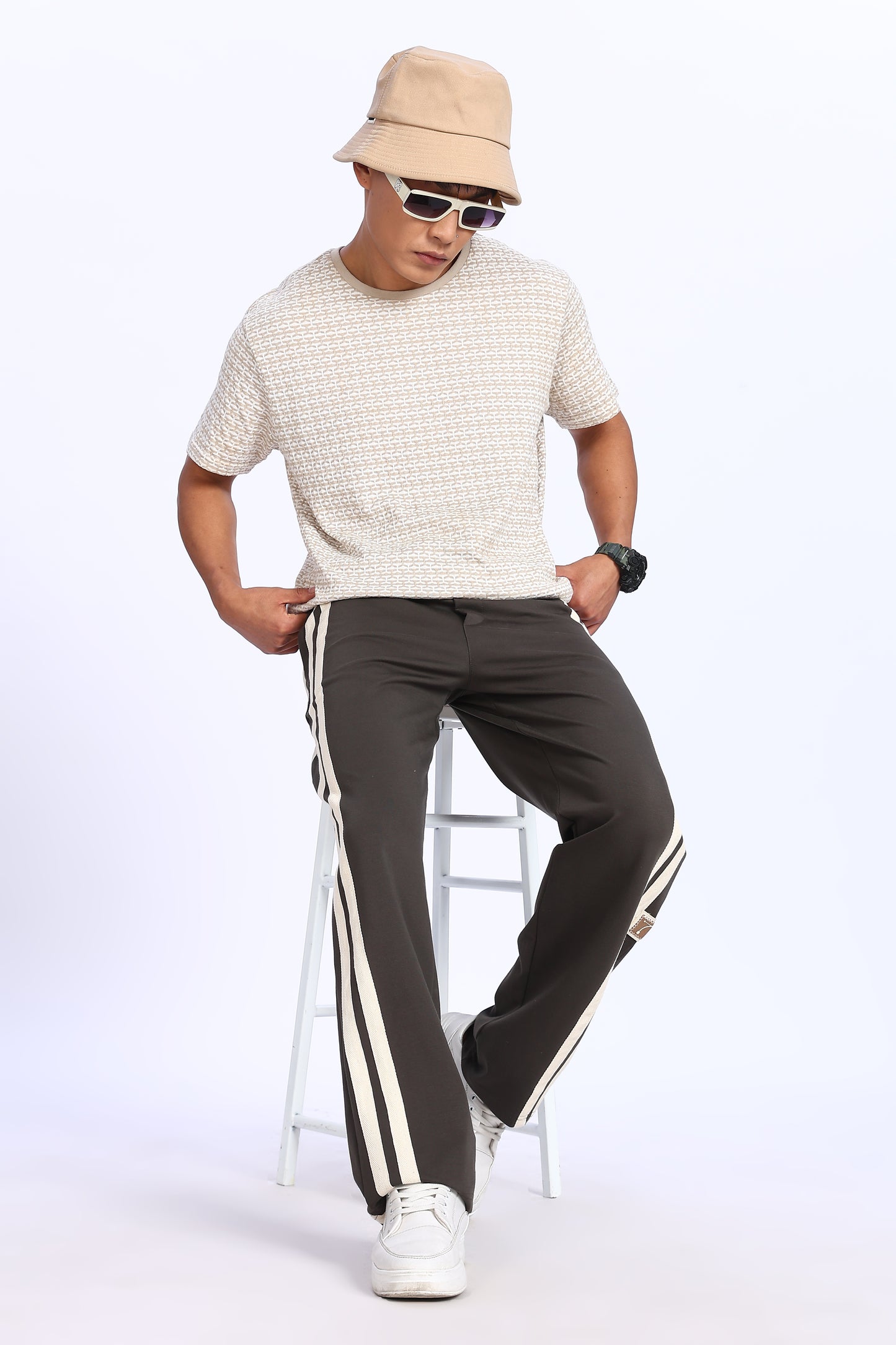 Mocha Racer Stripe Track Pants