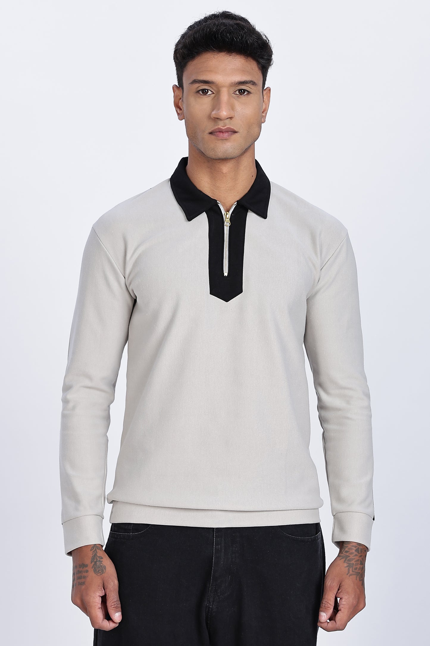 Ash Contrast Quarter-Zip