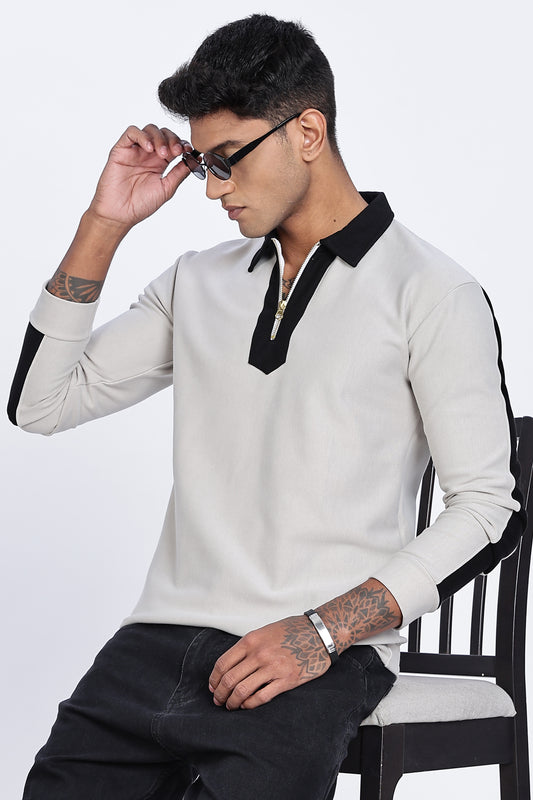 Ash Contrast Quarter-Zip