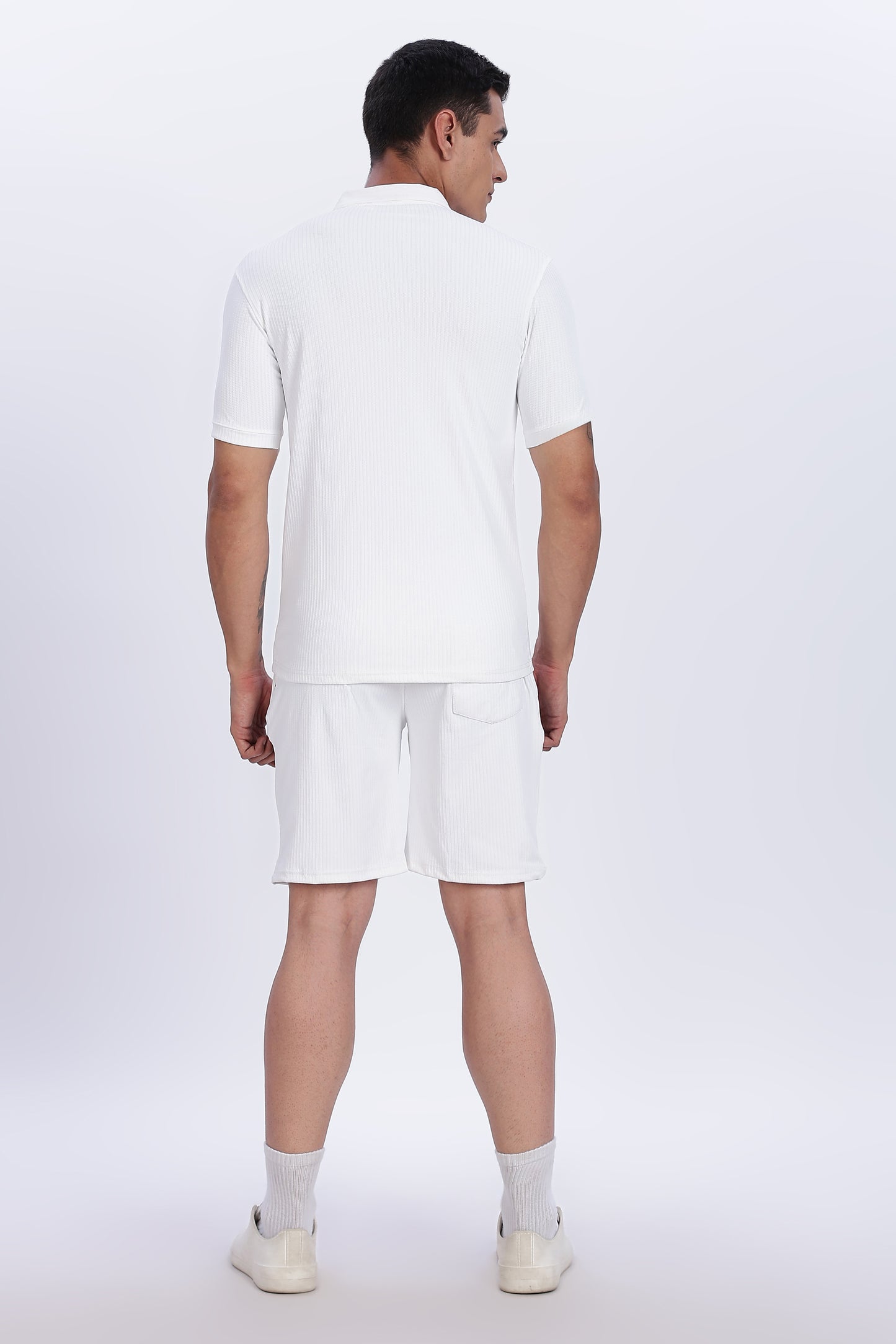Essential White Zip Polo & Shorts Co-Ord Set