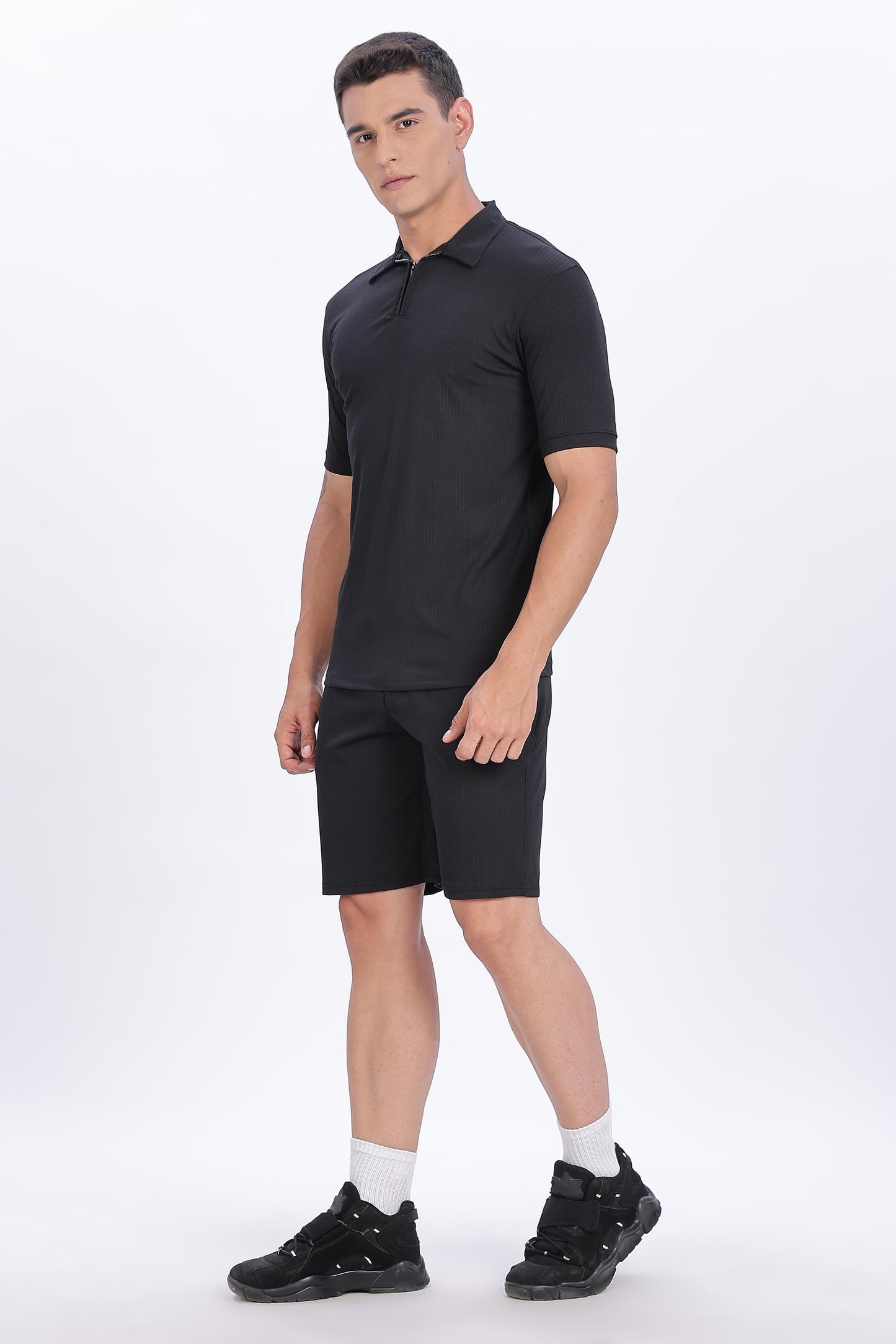 Monochrome Luxe Zip Polo Set