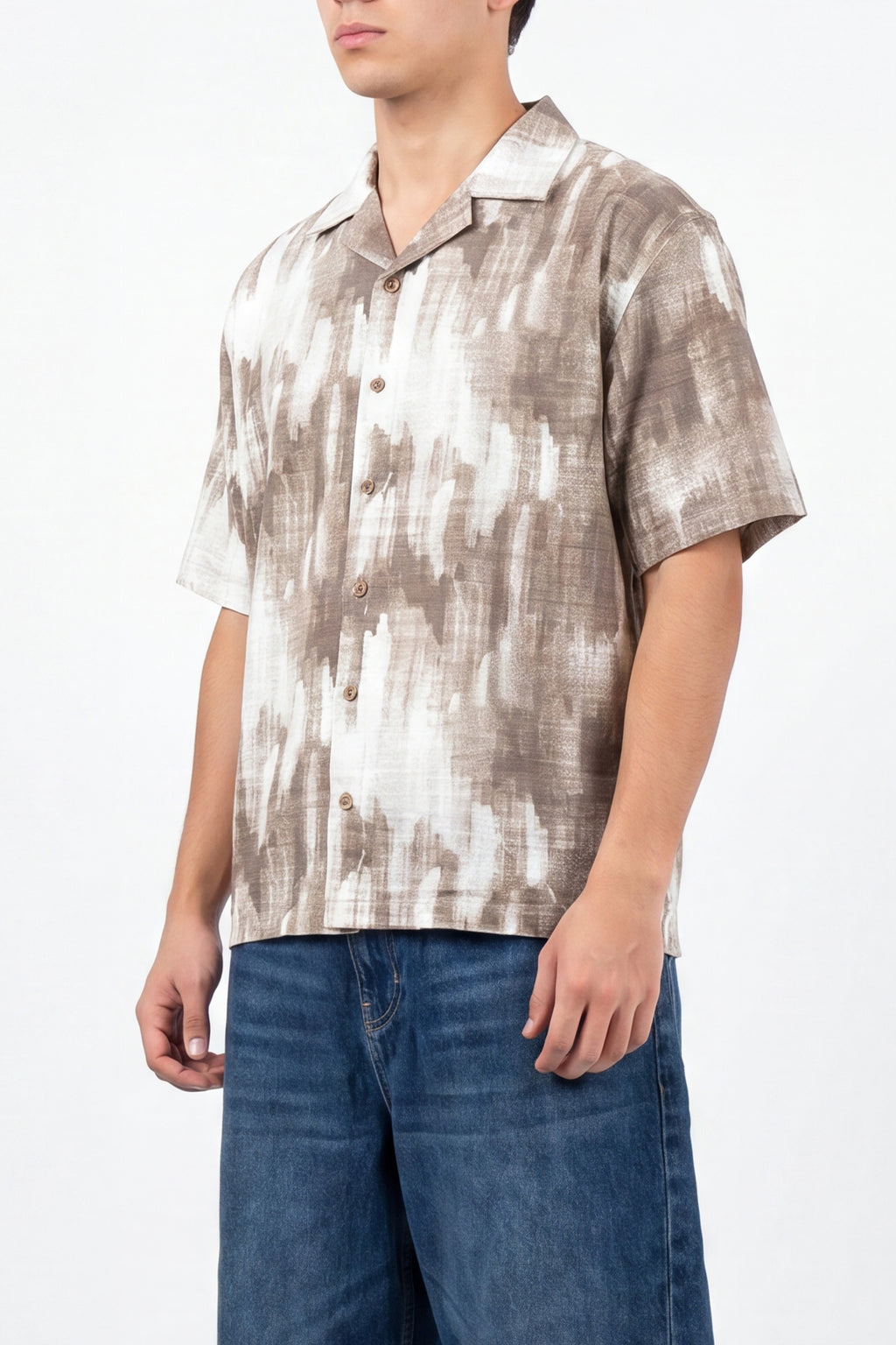 Taupe Abstract Print Shirt