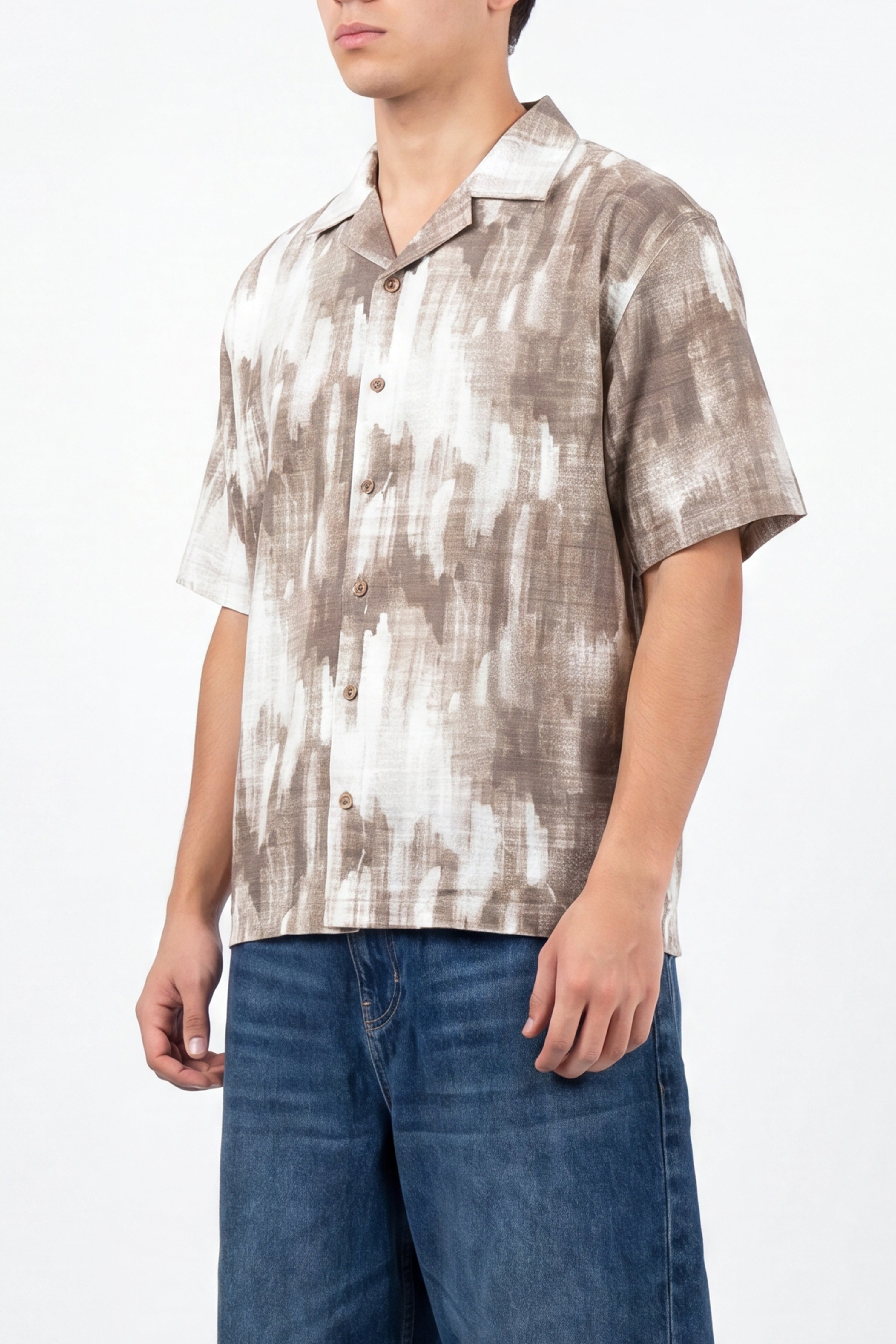 Taupe Abstract Print Shirt