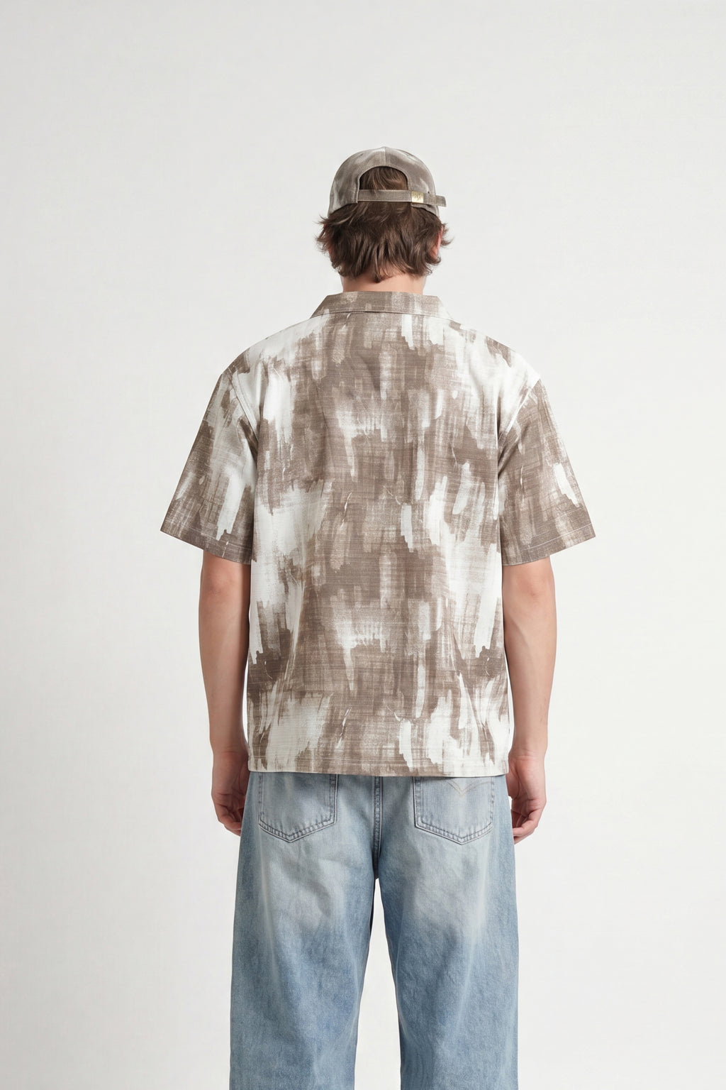 Taupe Abstract Print Shirt