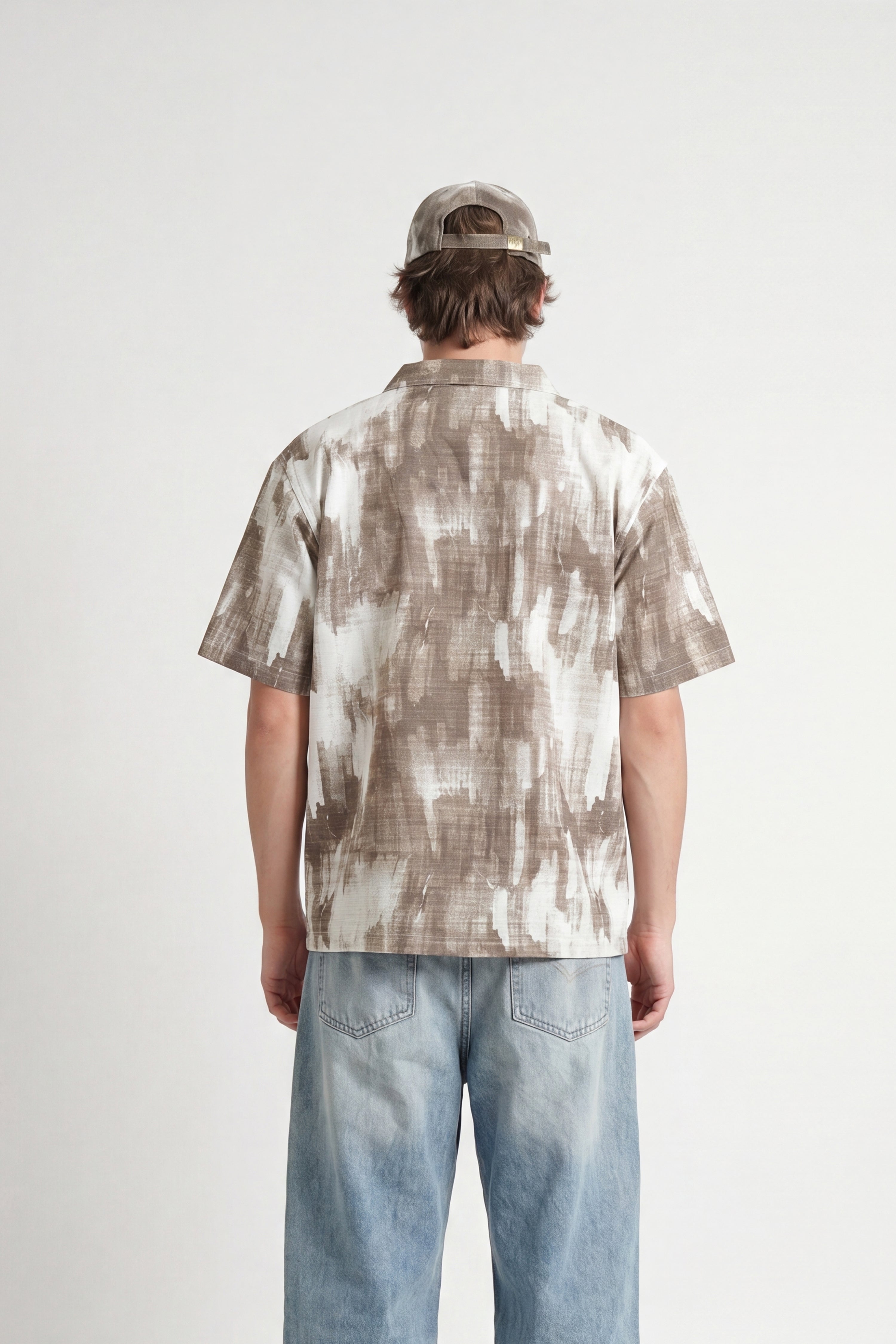 Taupe Abstract Print Shirt
