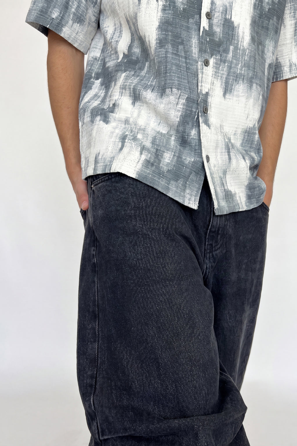 Grey Abstract Print Shirt