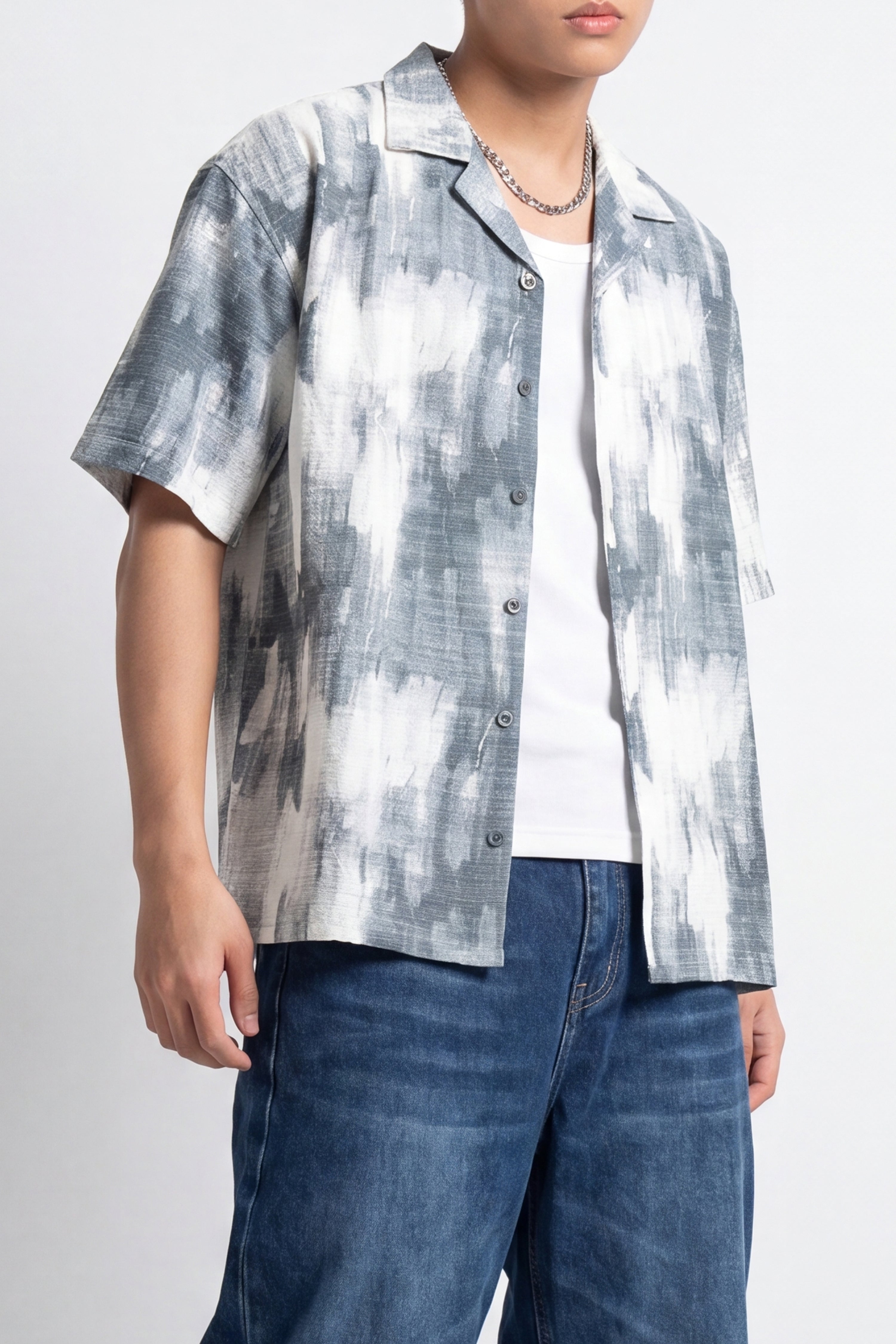 Grey Abstract Print Shirt