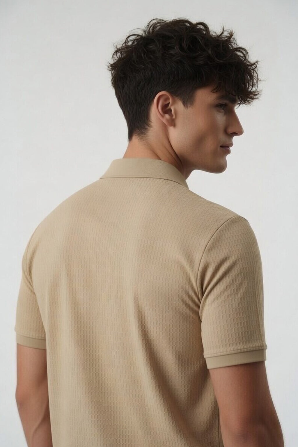 Premium Camel Honeycomb Knit Polo
