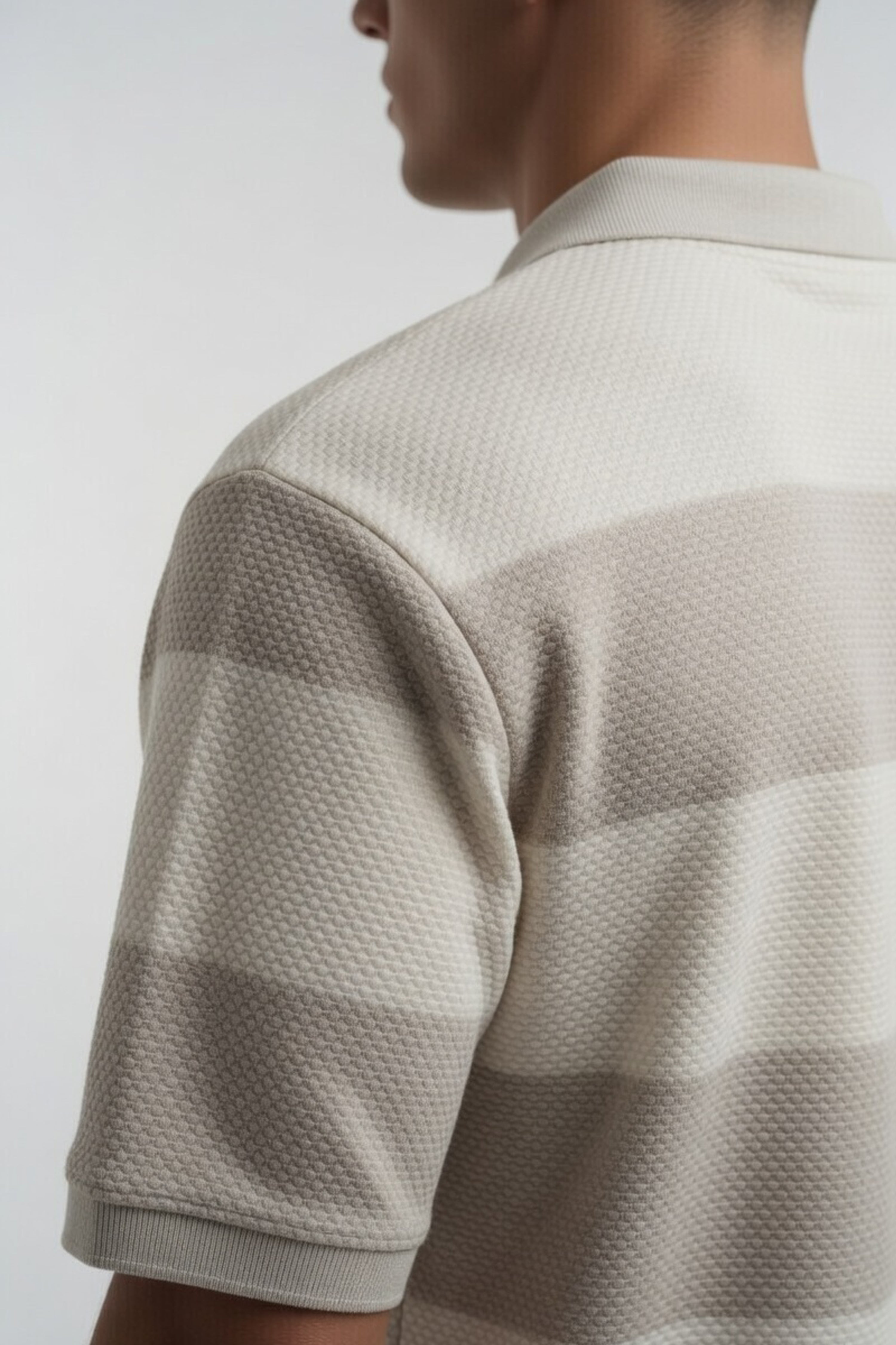 Soft Stone Textured Striped Polo