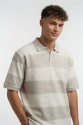 Soft Stone Textured Striped Polo