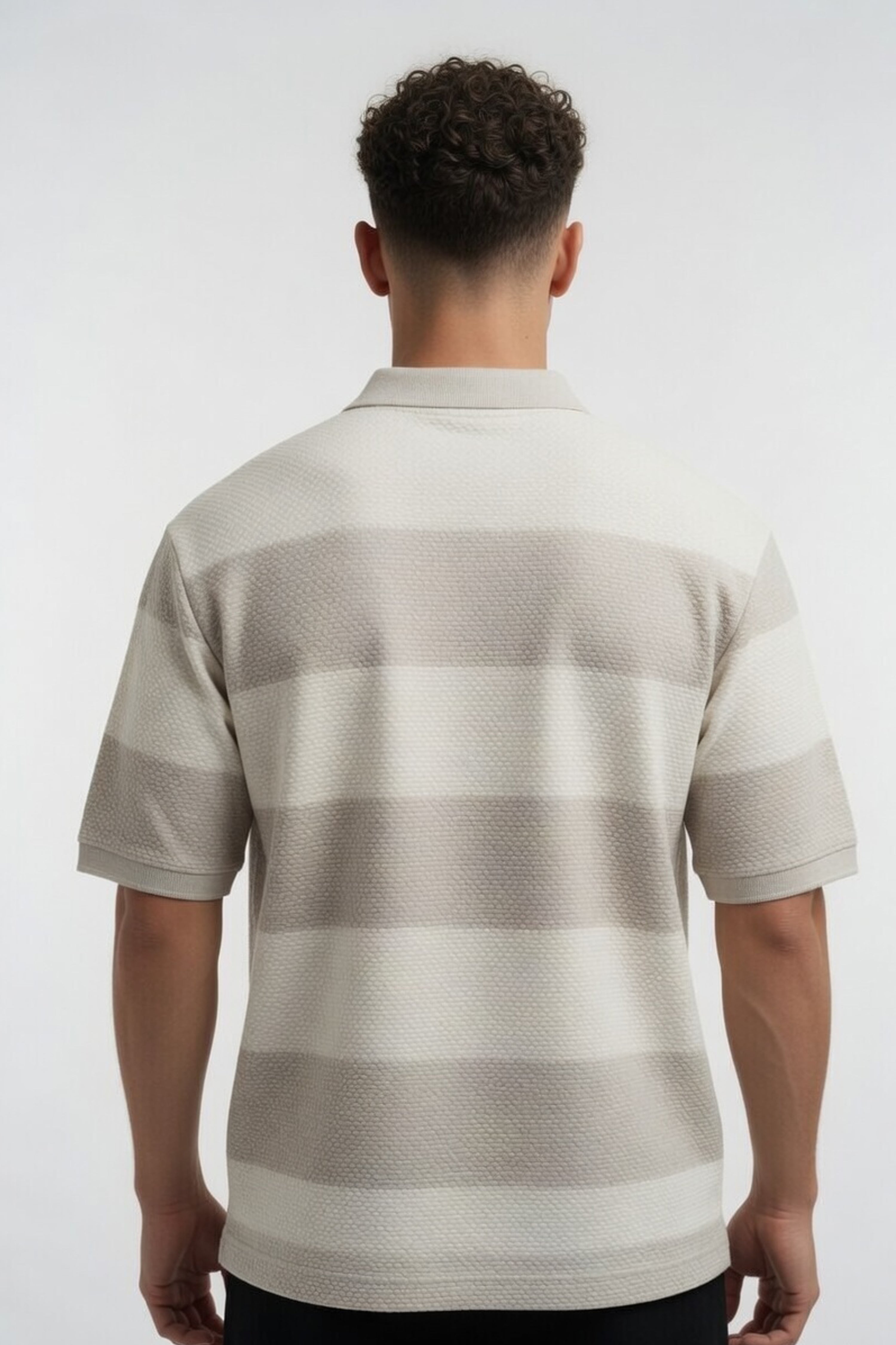 Soft Stone Textured Striped Polo