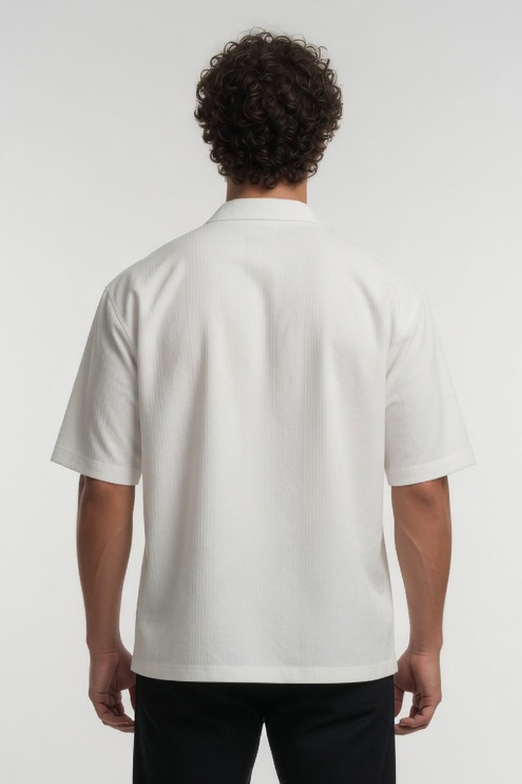 Cloud White Ribbed Cuban Shirt