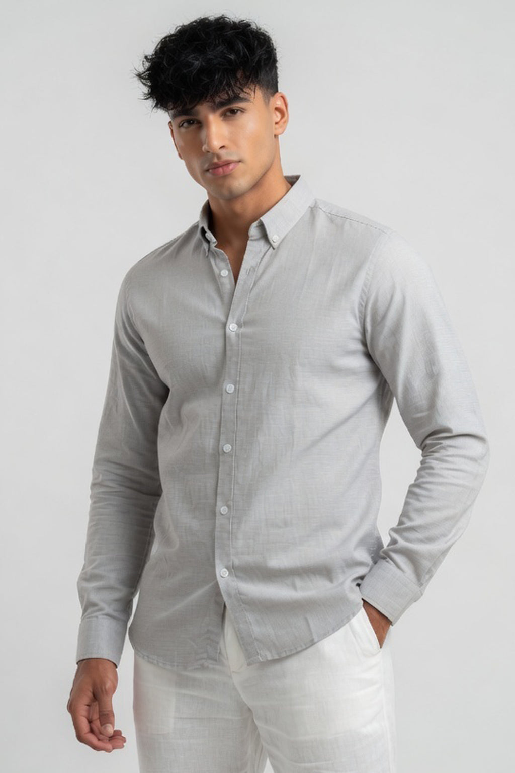 Silver Cloud Textured Slim-Fit Shirt
