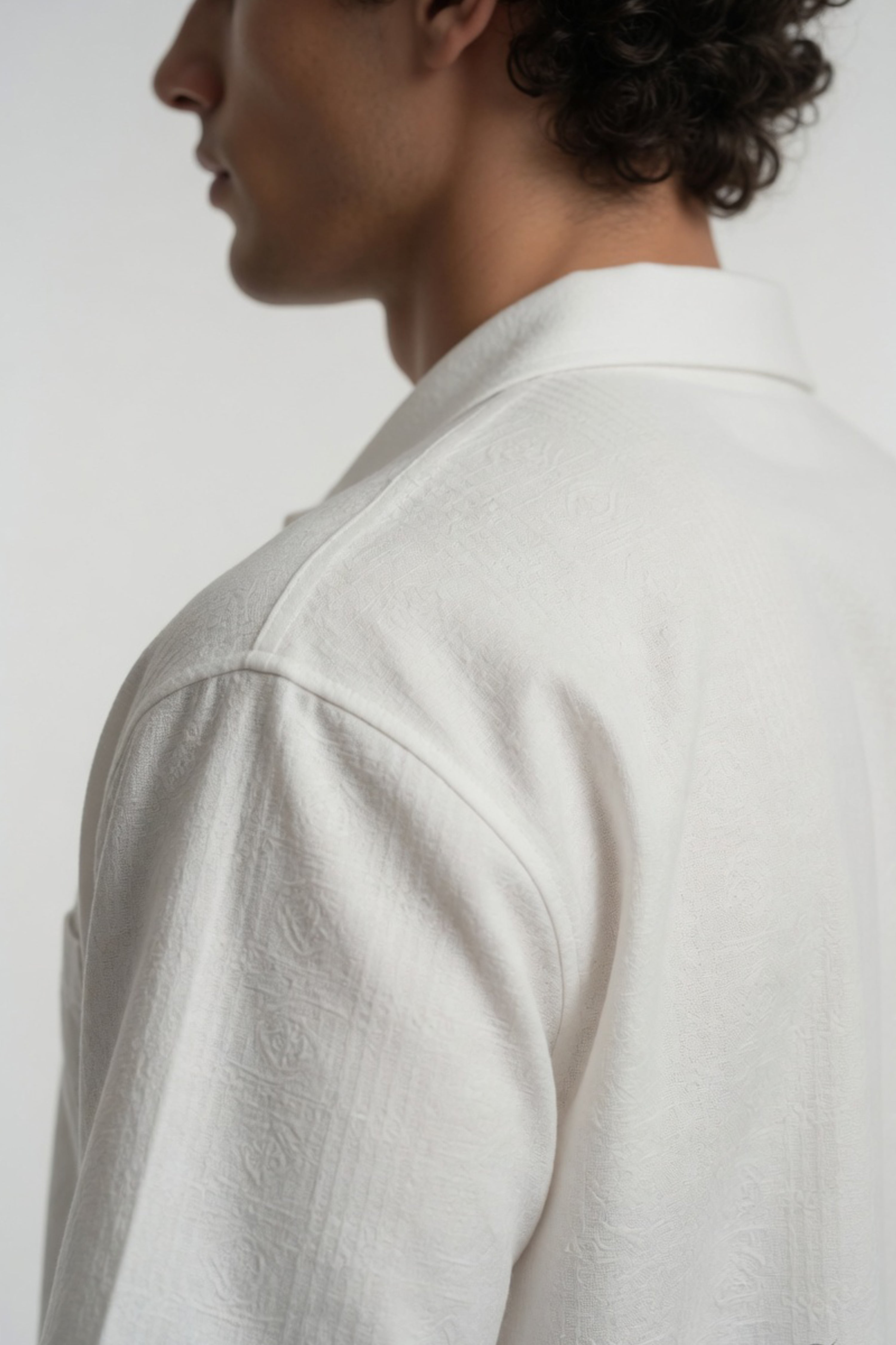 Cloud White Ribbed Cuban Shirt