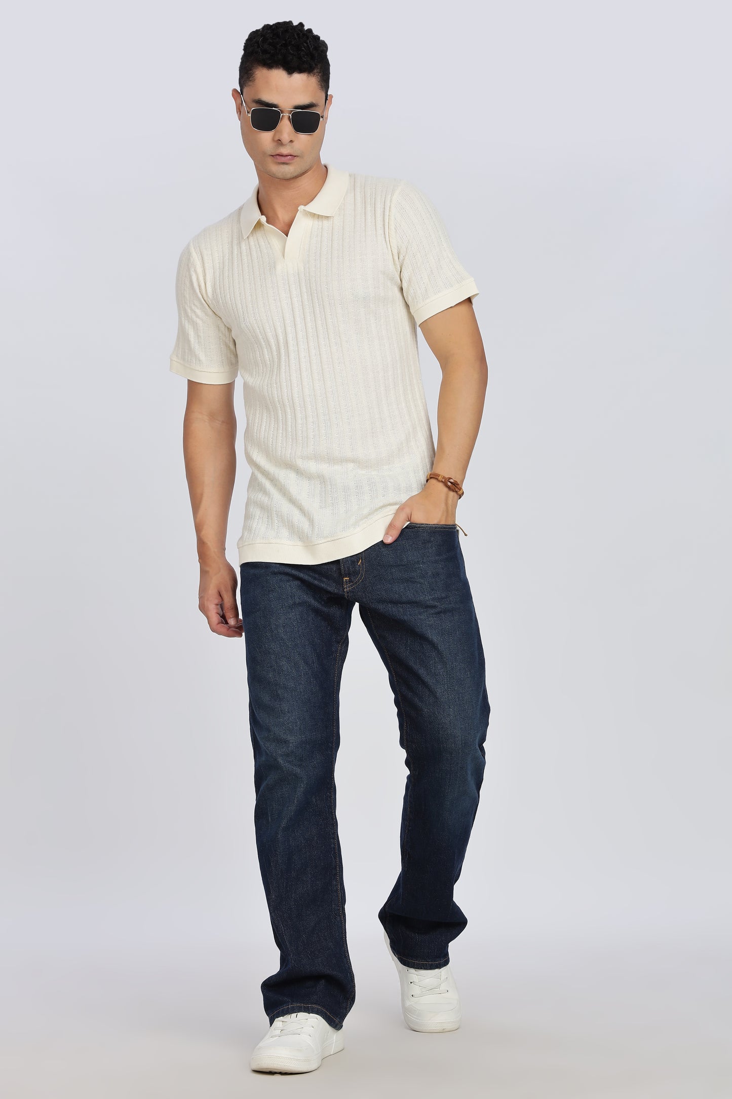 Regular Fit Men’s Cream Polo T-Shirt