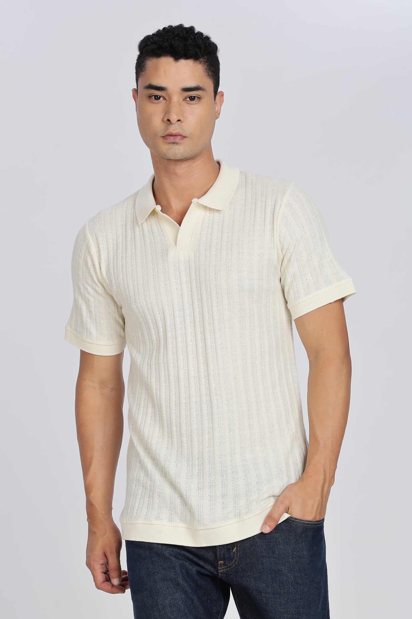 Regular Fit Men’s Cream Polo T-Shirt