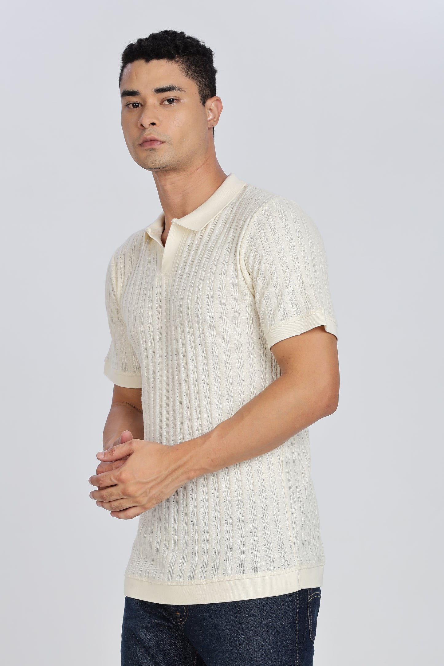 Regular Fit Men’s Cream Polo T-Shirt