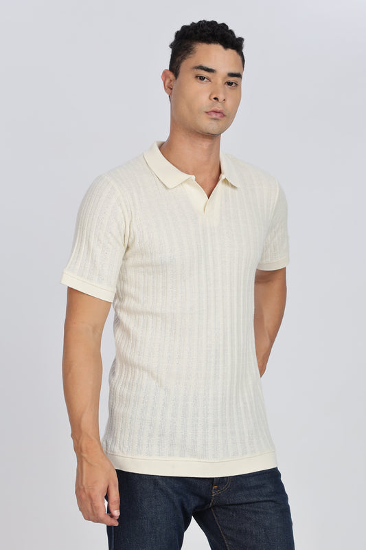 Regular Fit Men’s Cream Polo T-Shirt
