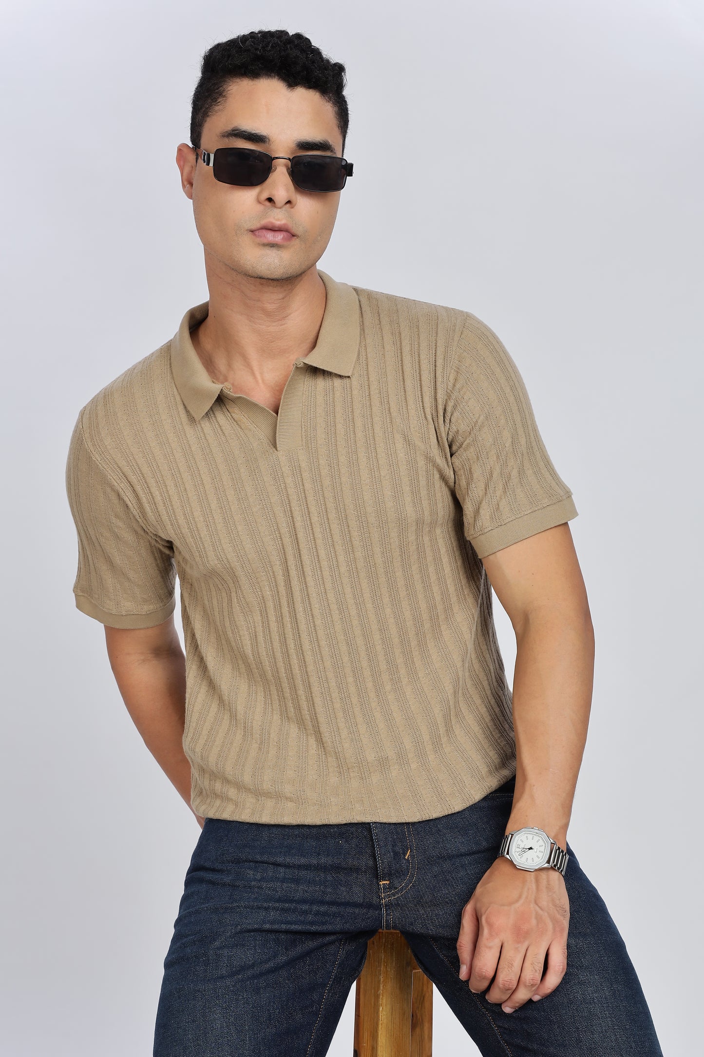 Regular Fit Men’s Beige Polo T-Shirt