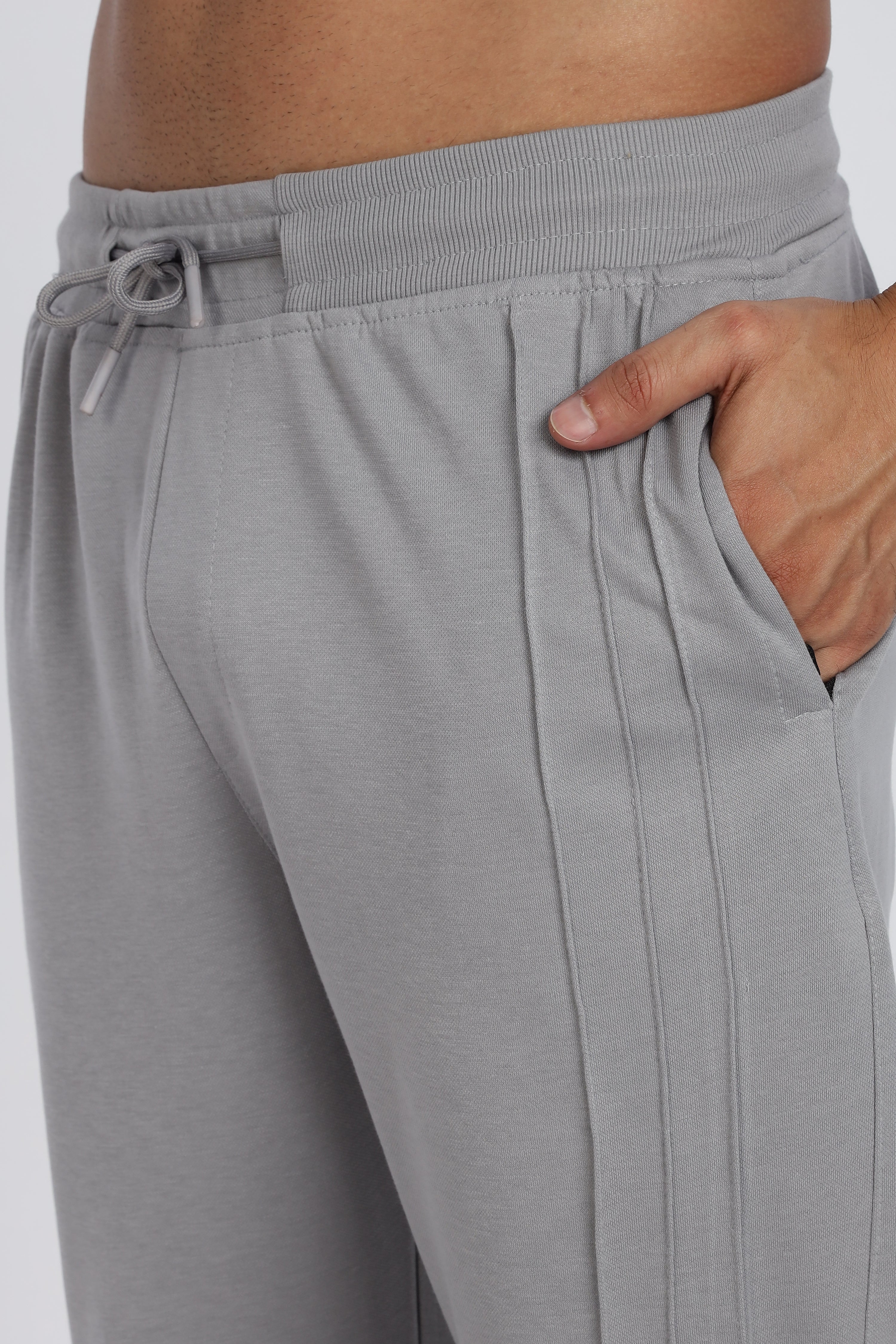 Men Grey Casual Jogger with Drawstring Waist & Side Pockets