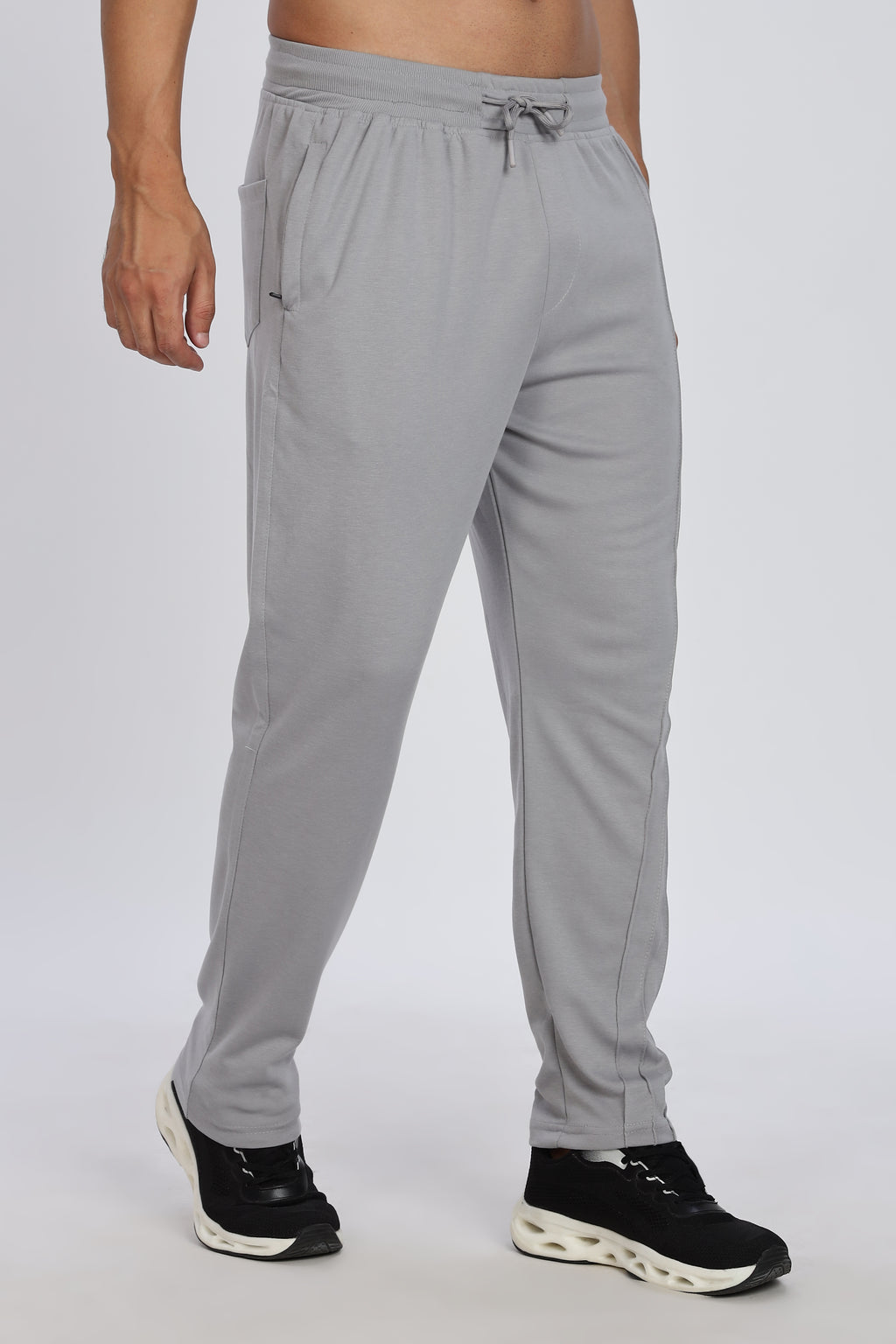 Men Grey Casual Jogger with Drawstring Waist & Side Pockets