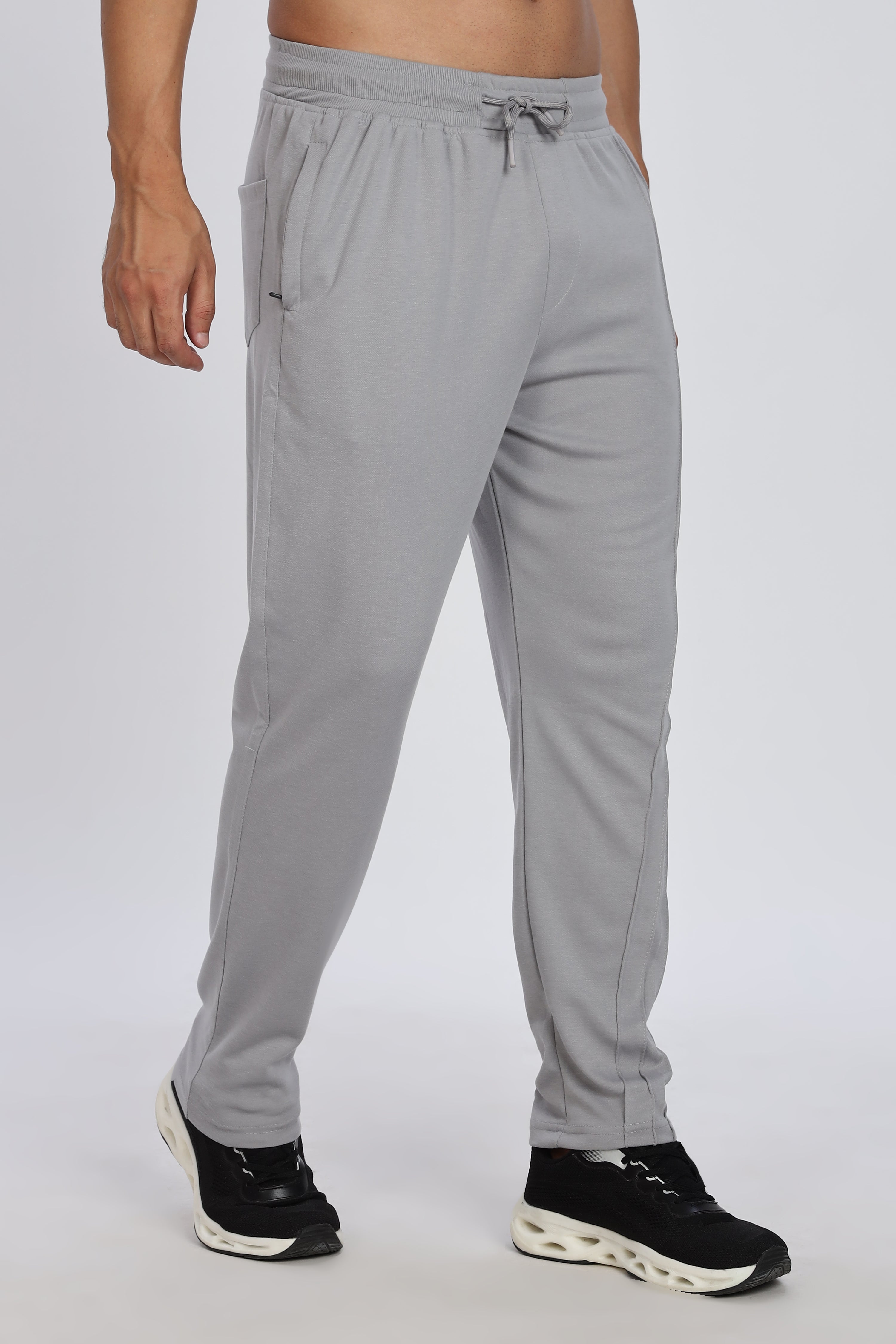Men Grey Casual Jogger with Drawstring Waist & Side Pockets