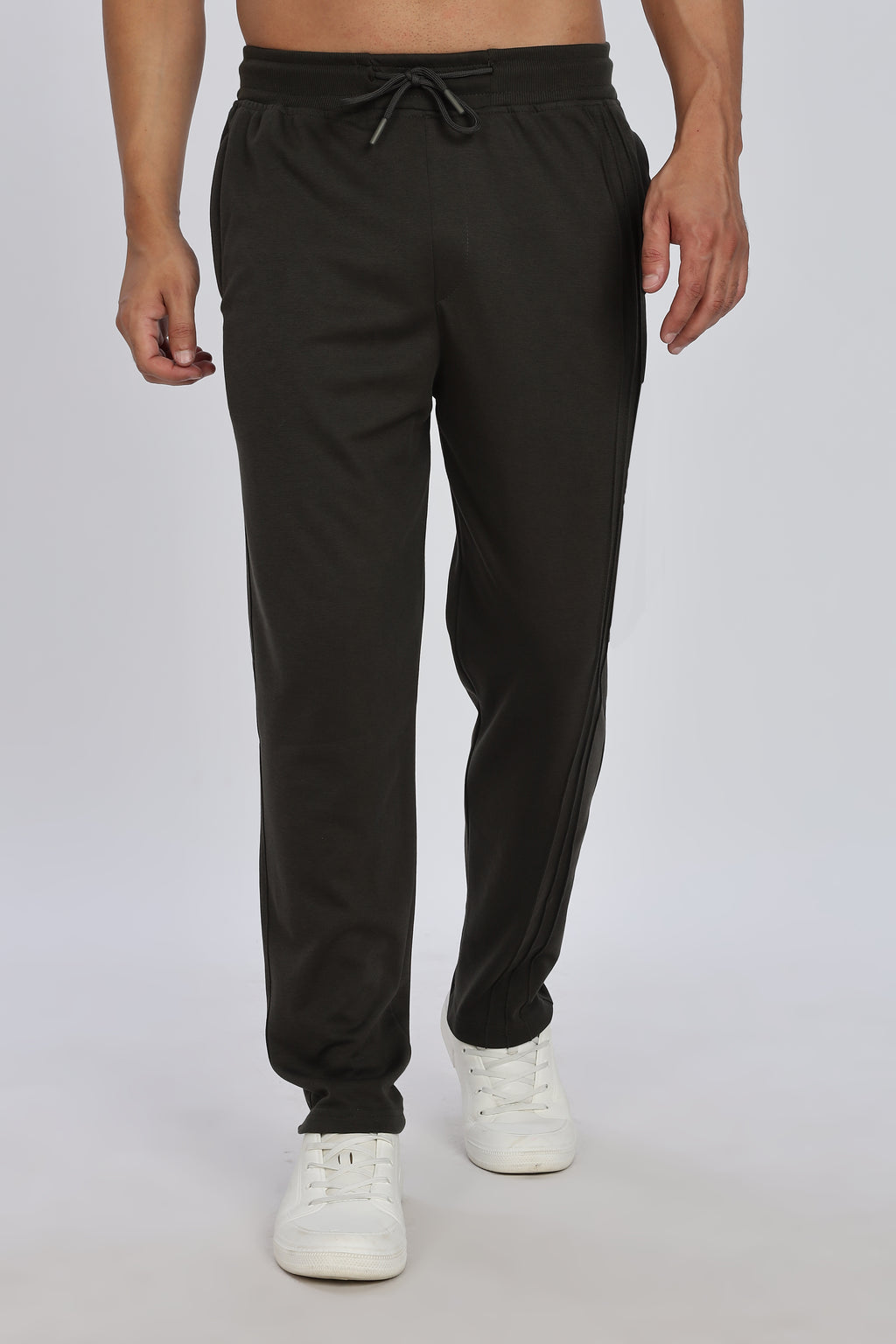 Men Dark Grey Casual Jogger with Drawstring Waist & Side Pockets