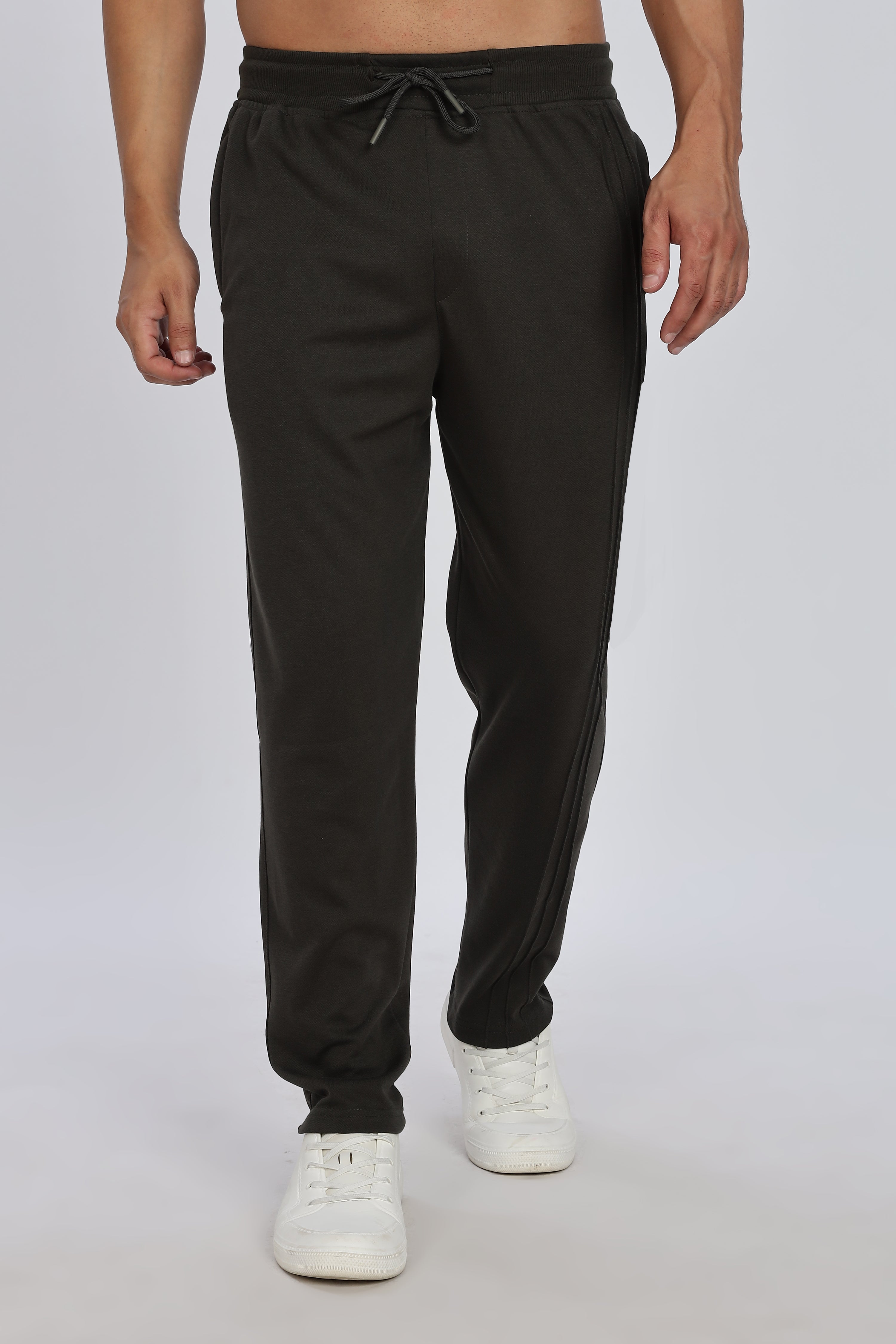 Men Dark Grey Casual Jogger with Drawstring Waist & Side Pockets