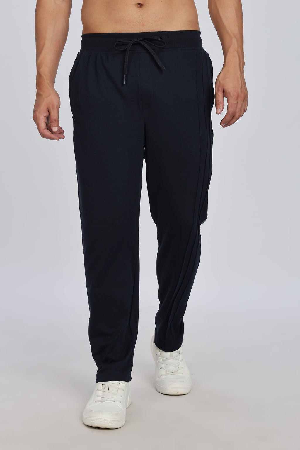 Men Navy Blue Casual Jogger with Drawstring Waist & Side Pockets