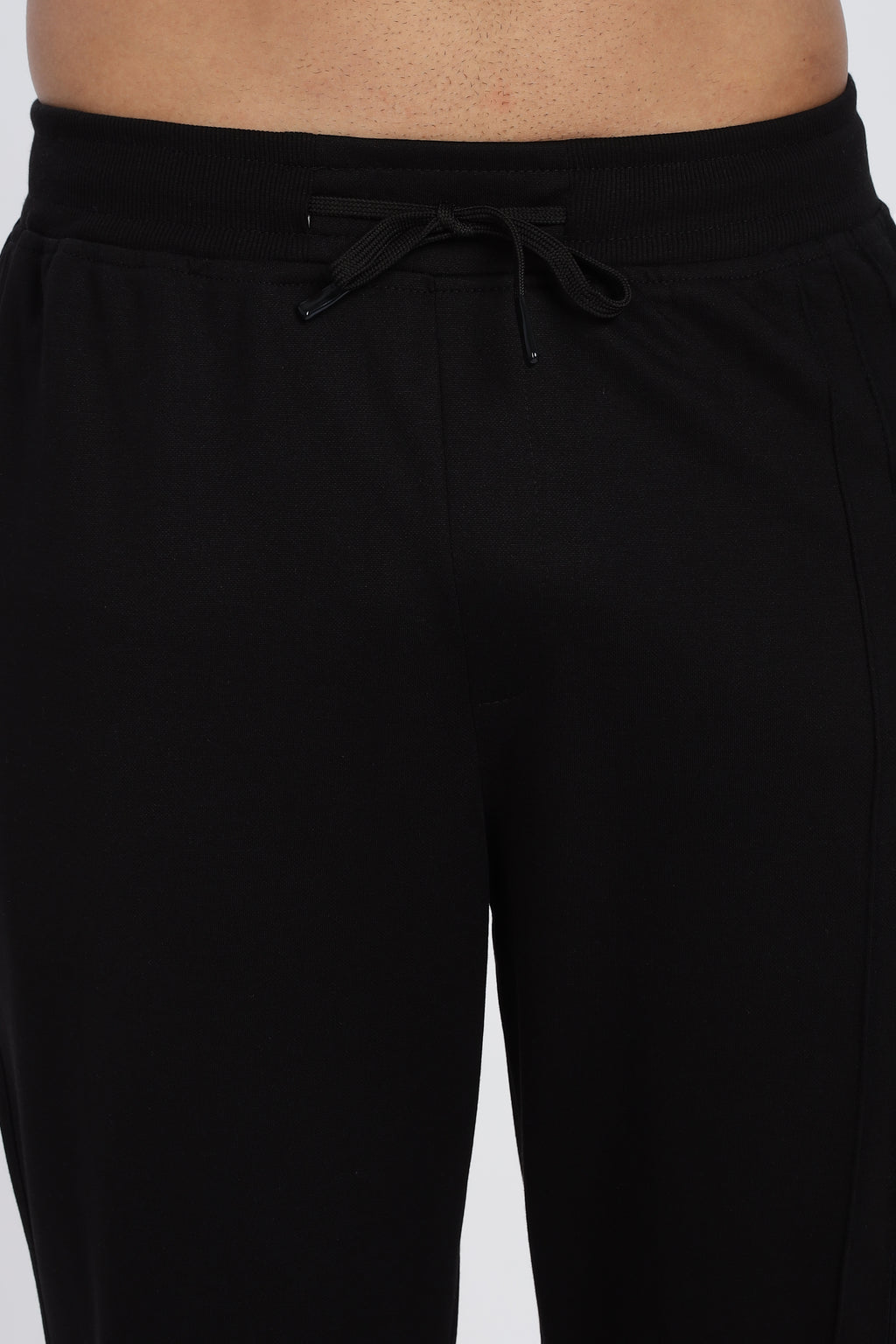 Men Solid Black Casual Jogger with Drawstring Waist & Side Pockets