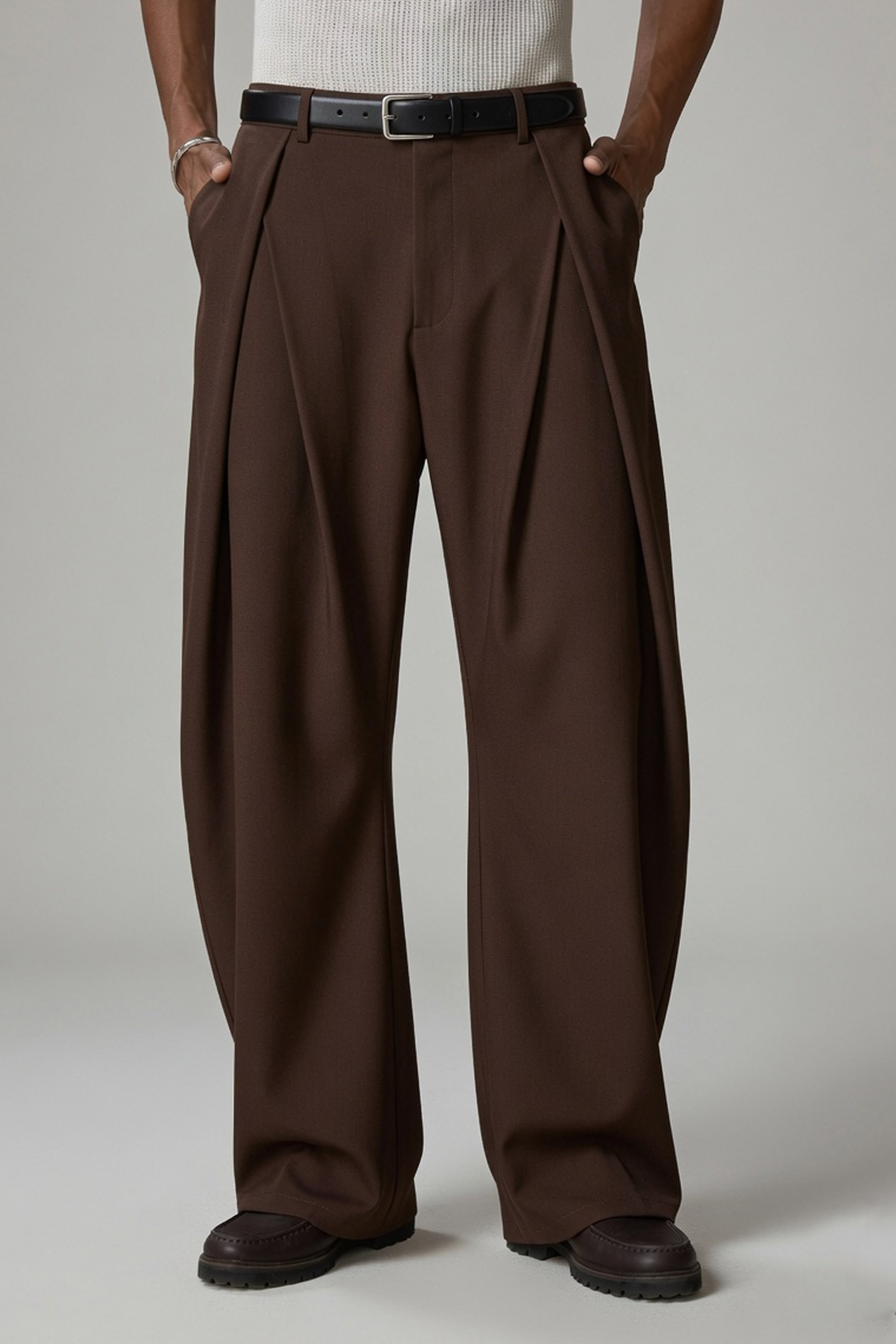 Pleated Wide Leg Trousers
