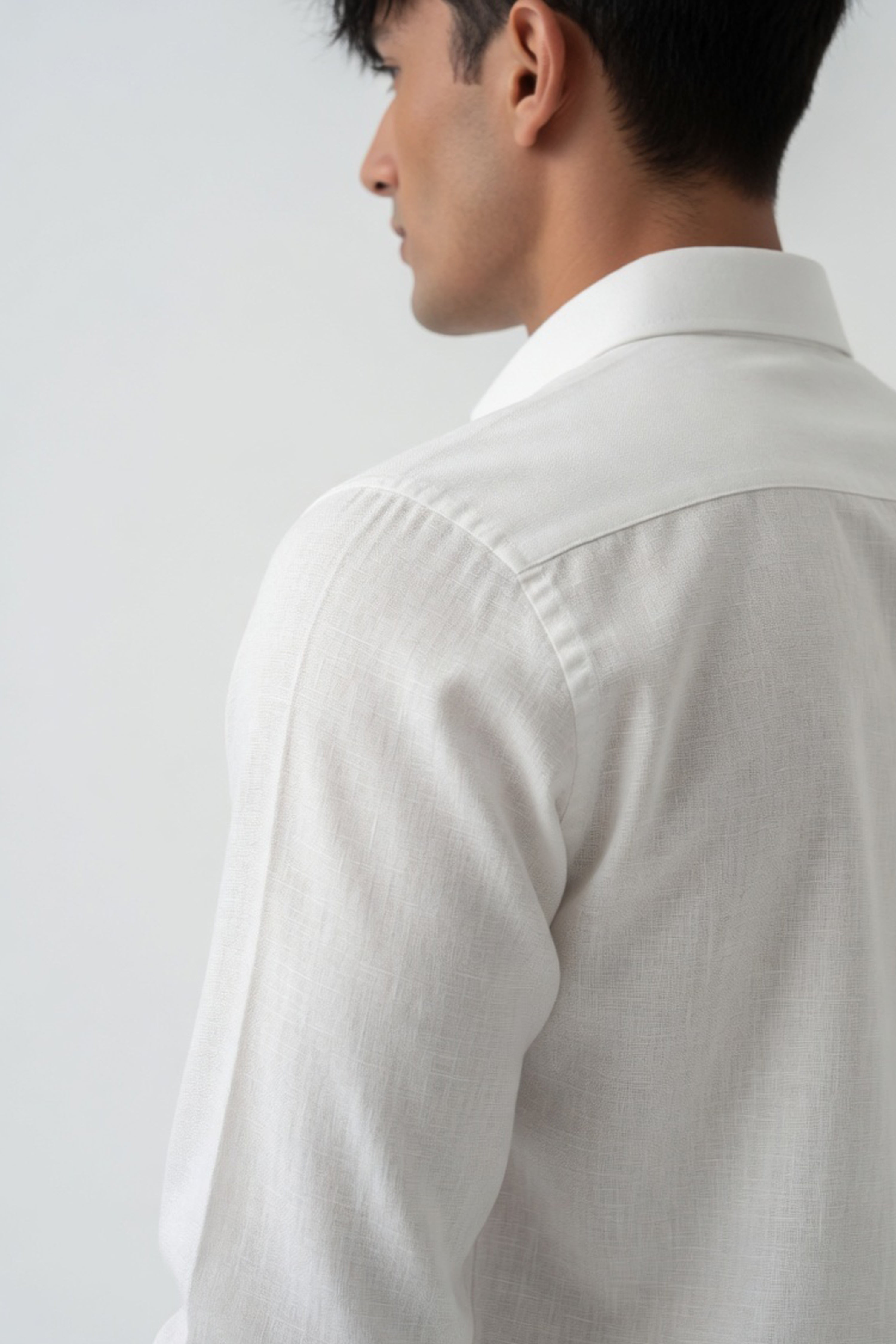 Pure White Textured Slim-Fit Shirt