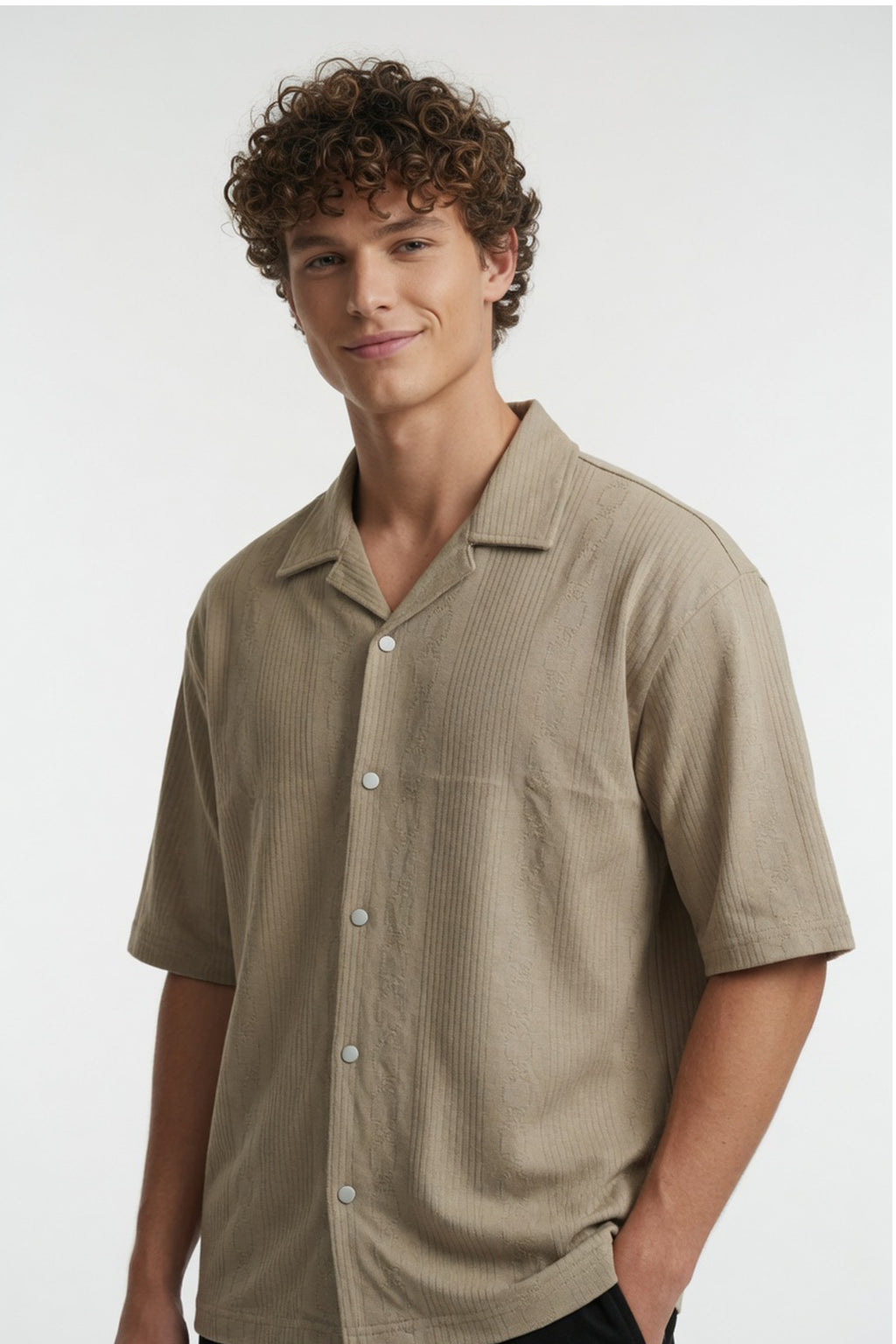 Oasis Green Ribbed Cuban Shirt