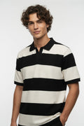 Premium Black & White Knit Polo