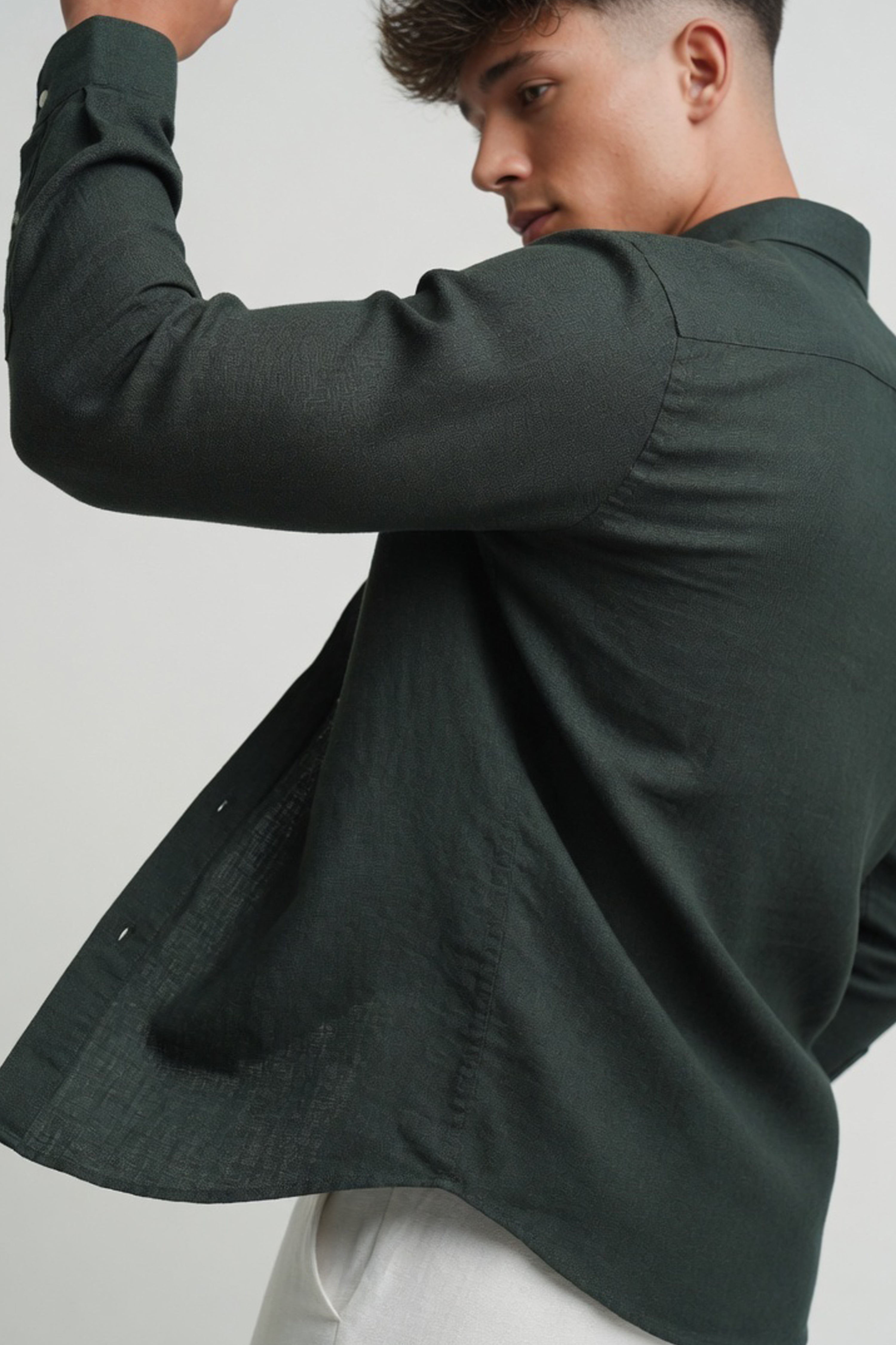 Forest Green Textured Slim-Fit Shirt