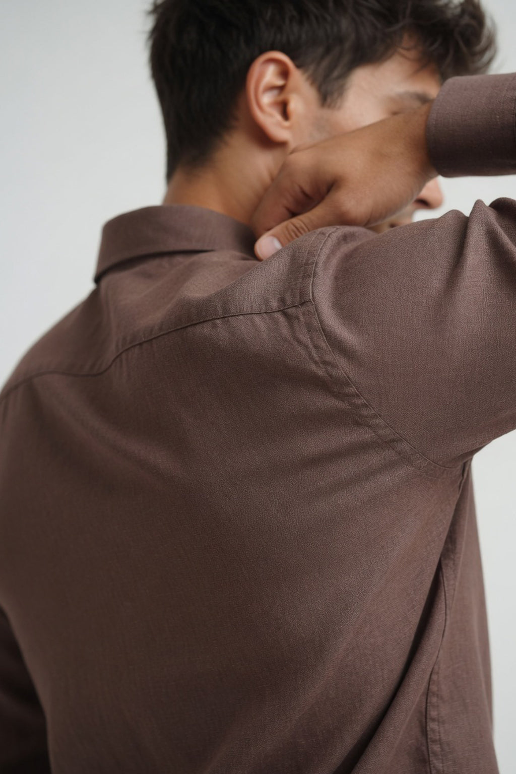 Chocolate Brown Textured Slim-Fit Shirt