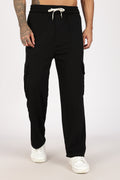 Black Textured Relaxed-Fit Cargo Trouser