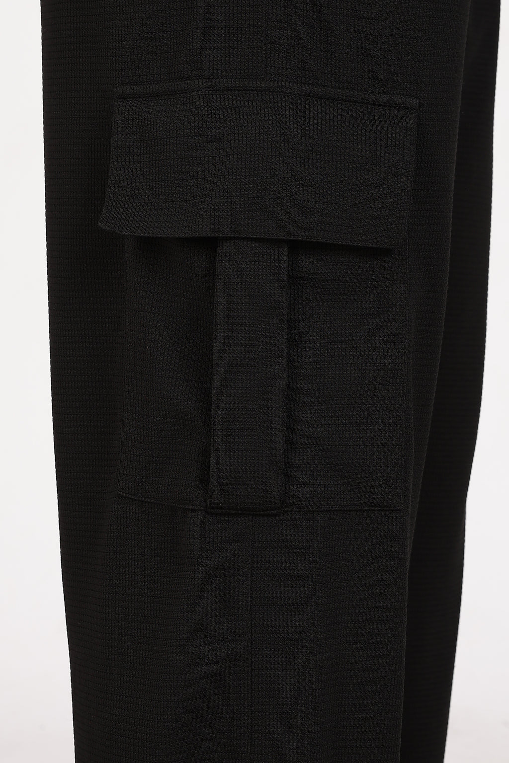 Black Textured Relaxed-Fit Cargo Trouser