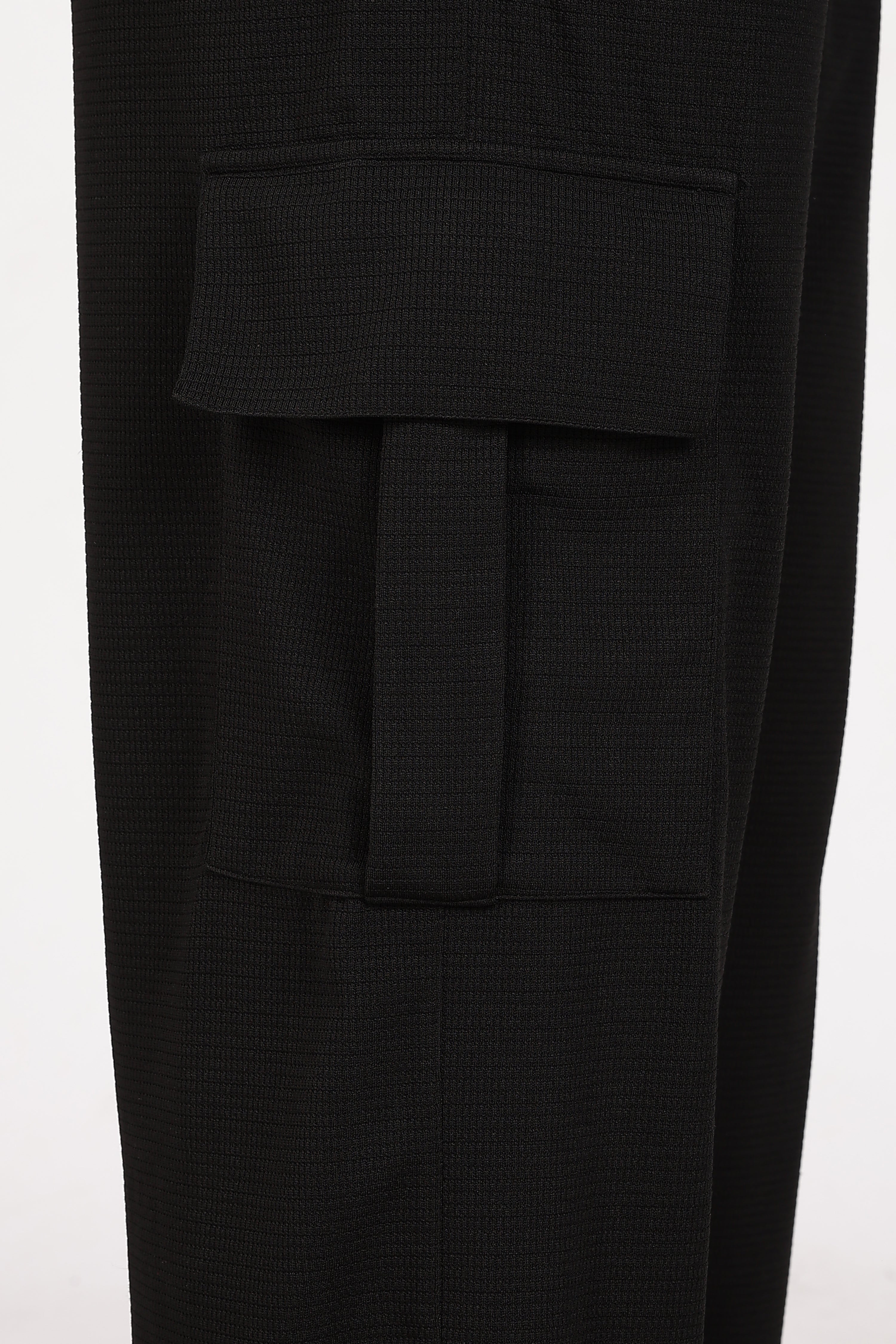 Black Textured Relaxed-Fit Cargo Trouser