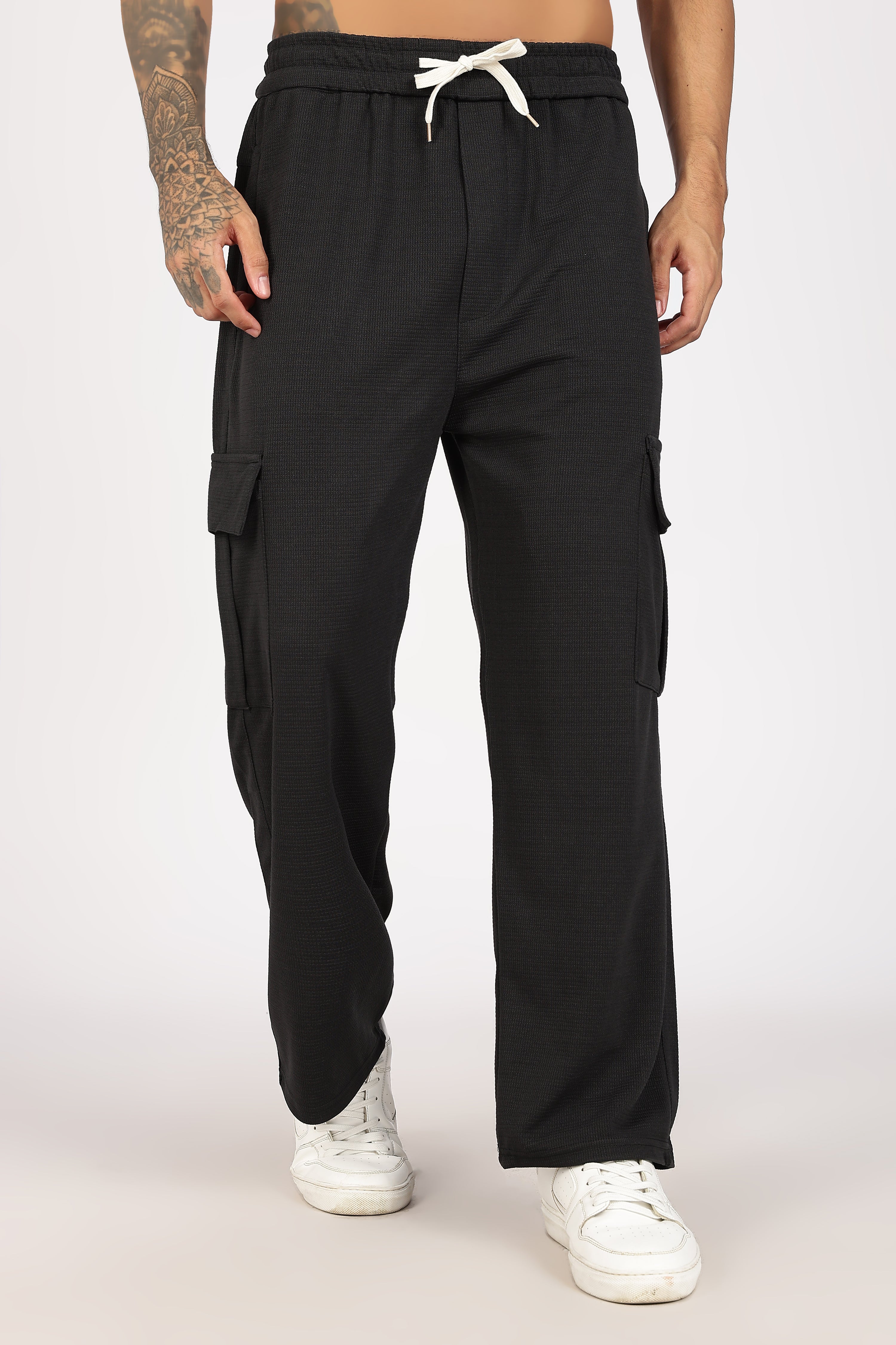 Black Textured Utility Cargo Trouser