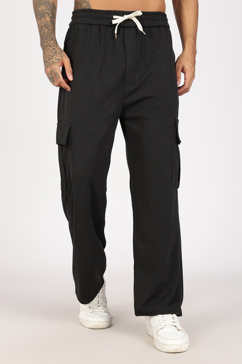 Black Textured Utility Cargo Trouser