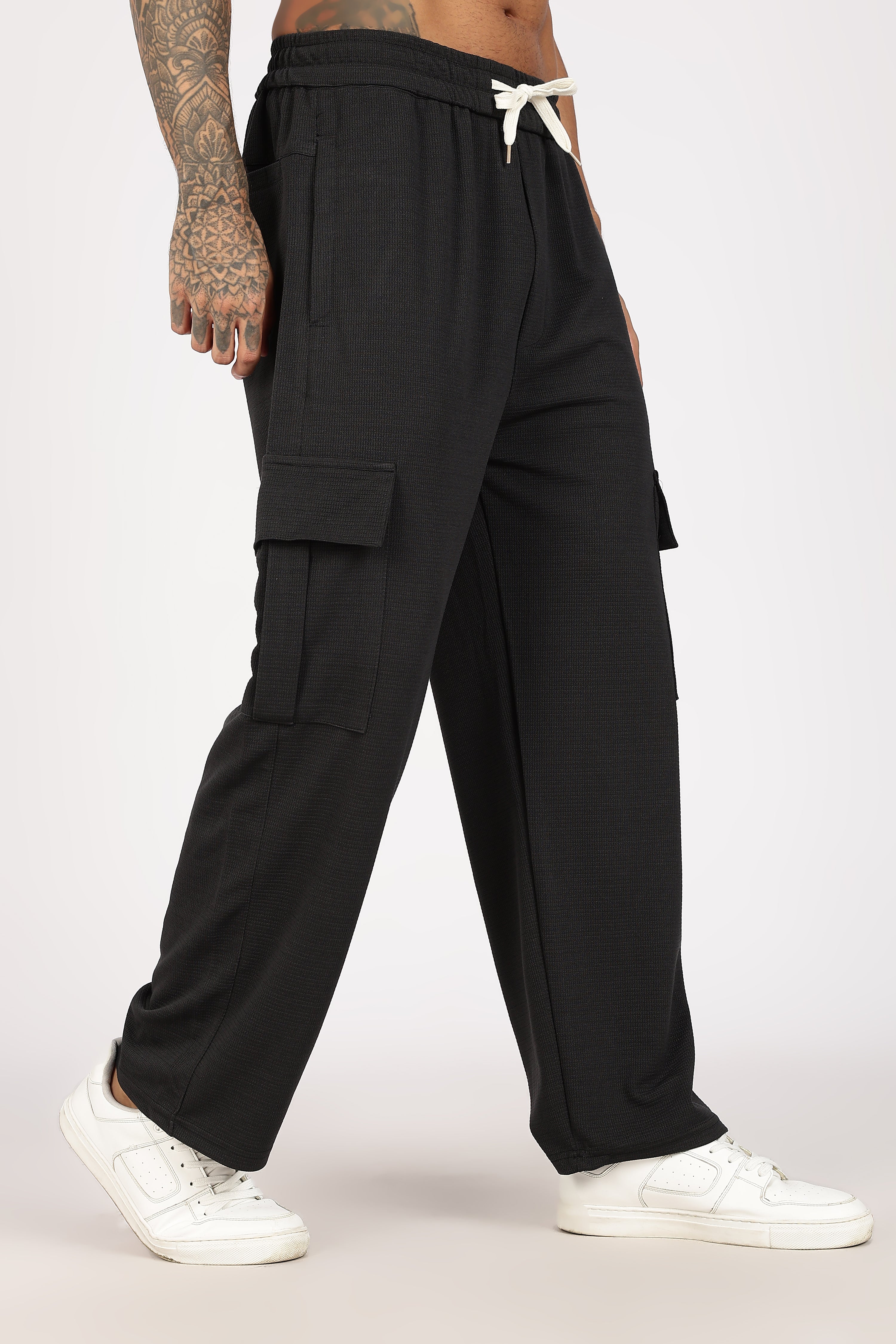 Black Textured Utility Cargo Trouser