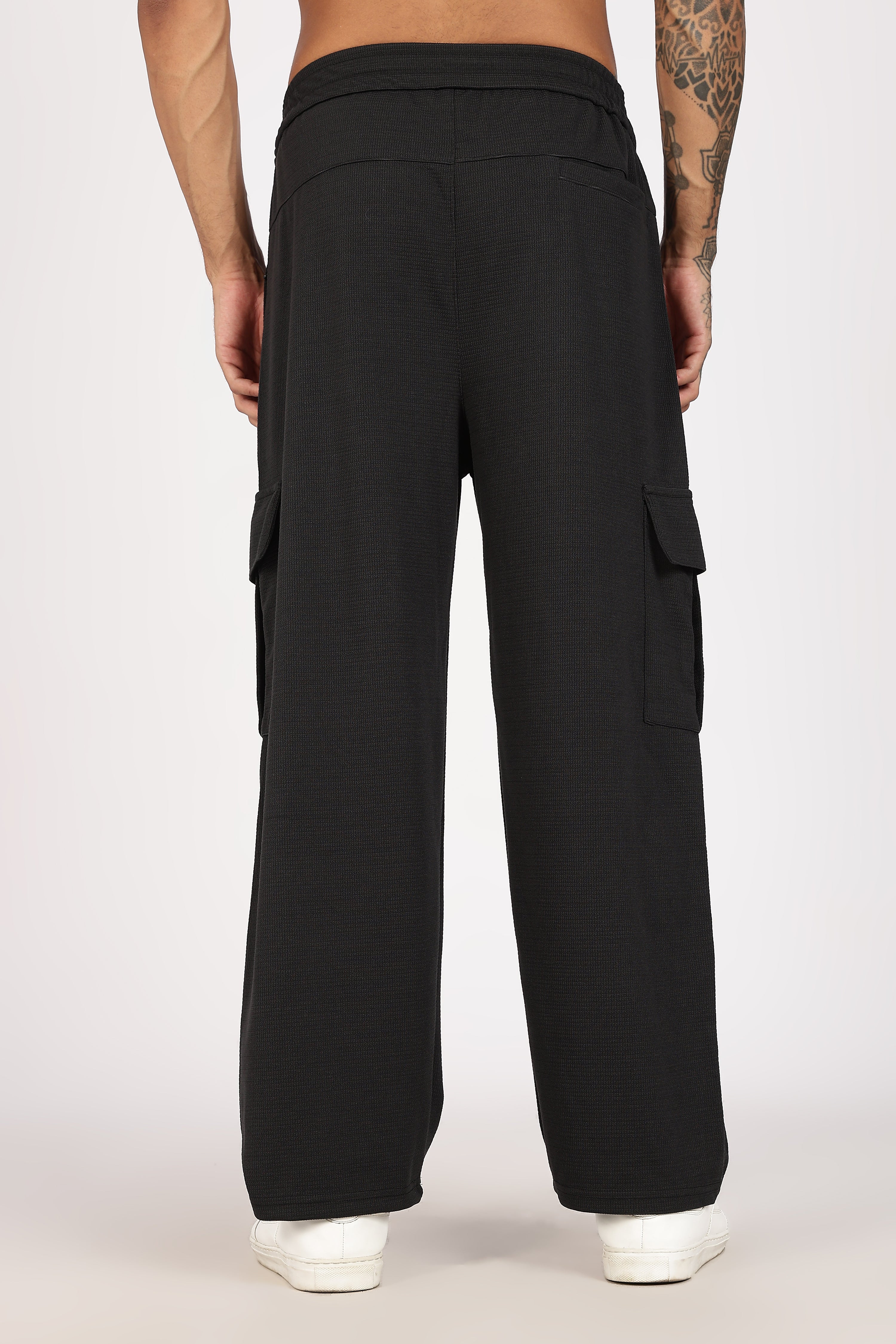 Black Textured Utility Cargo Trouser