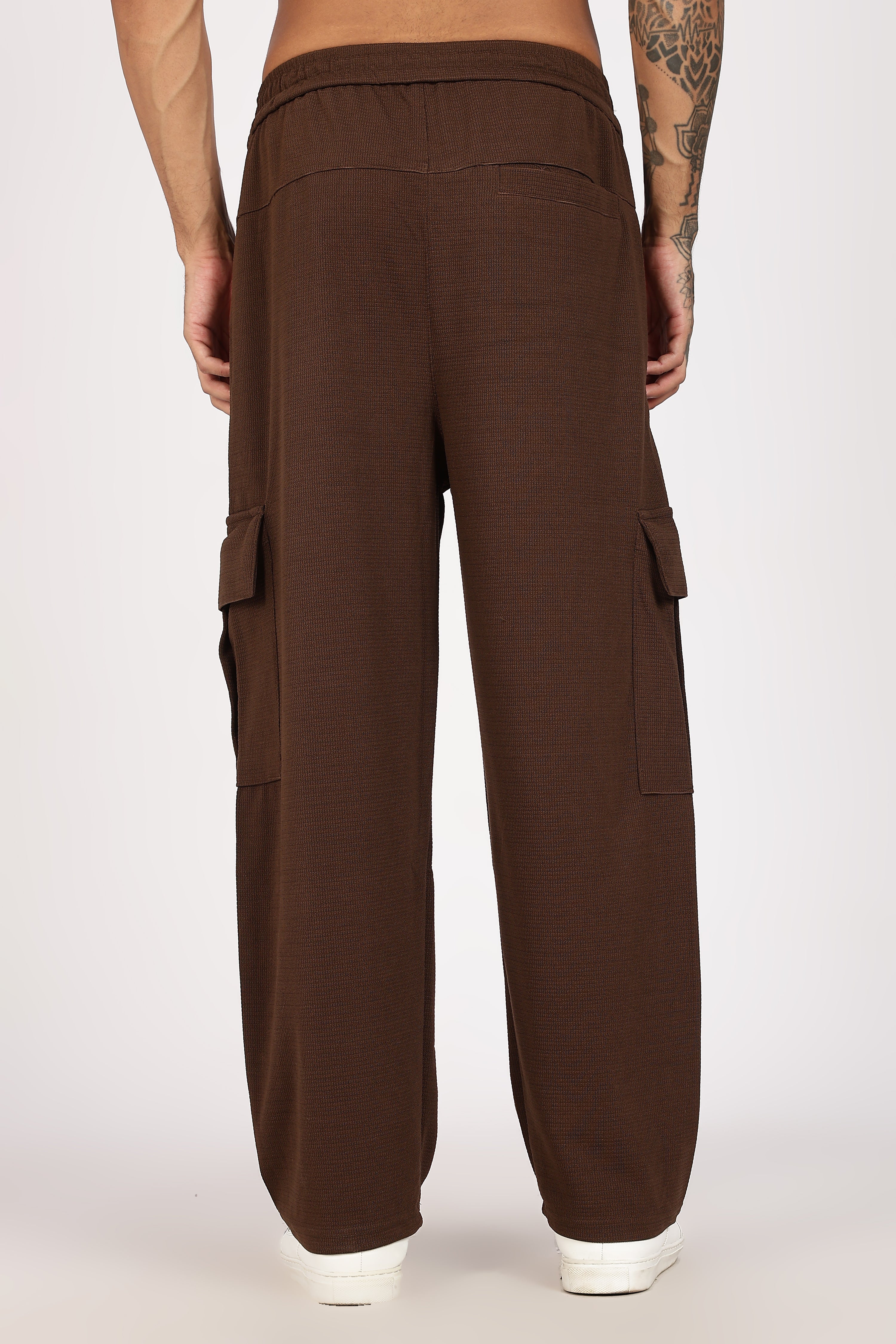 Brown Textured Utility Cargo Trouser